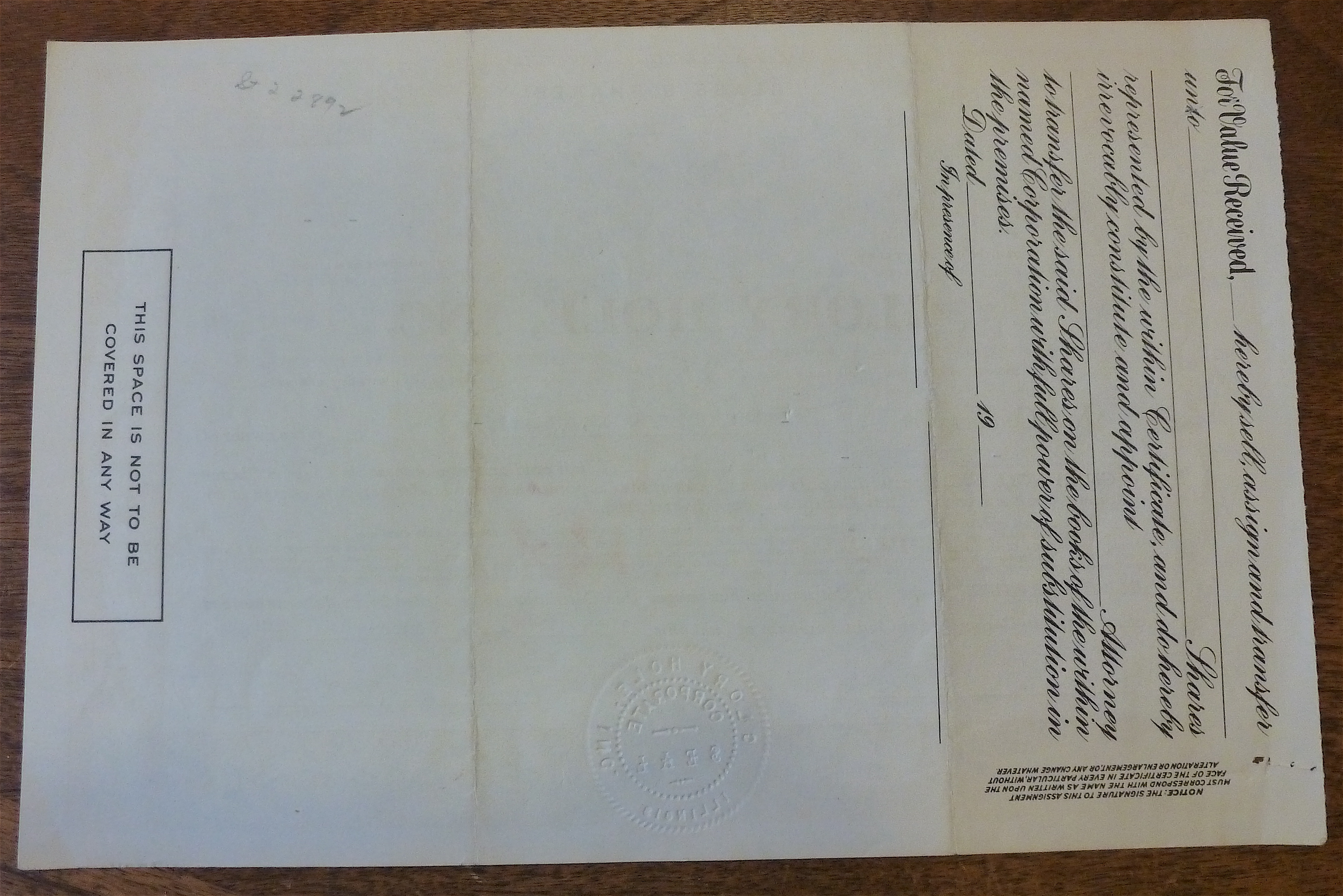 1957 Glory Hole Stock Certificate