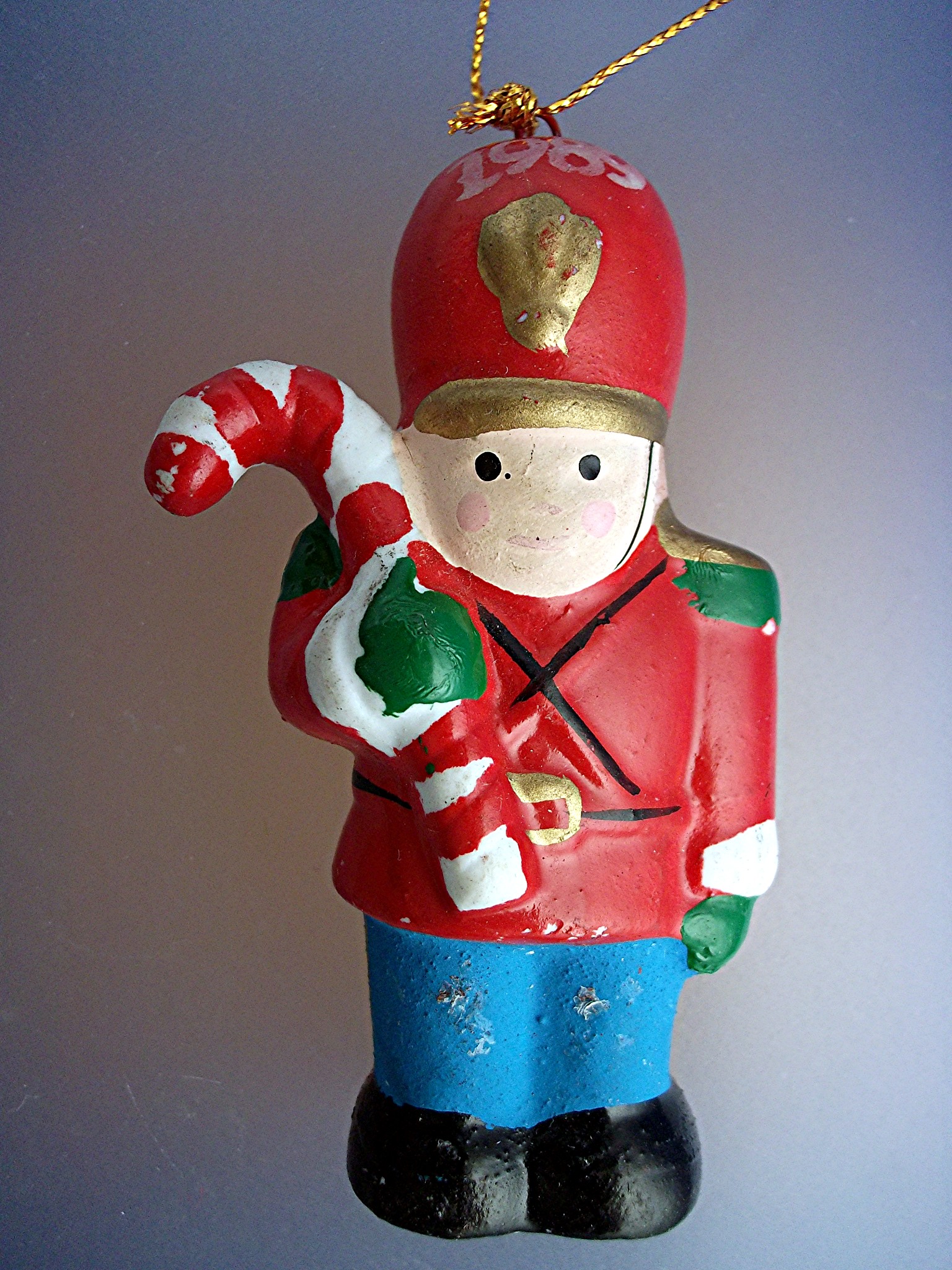 Toy Soldier Christmas ornament with candy cane