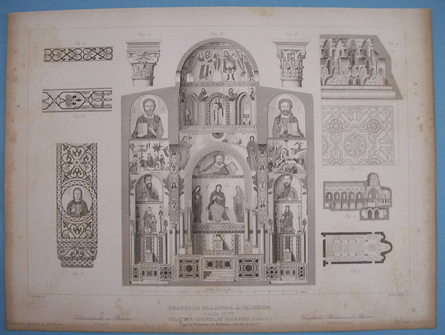 Chapelle Palatine, A Palerme  (1852 Lithograph)