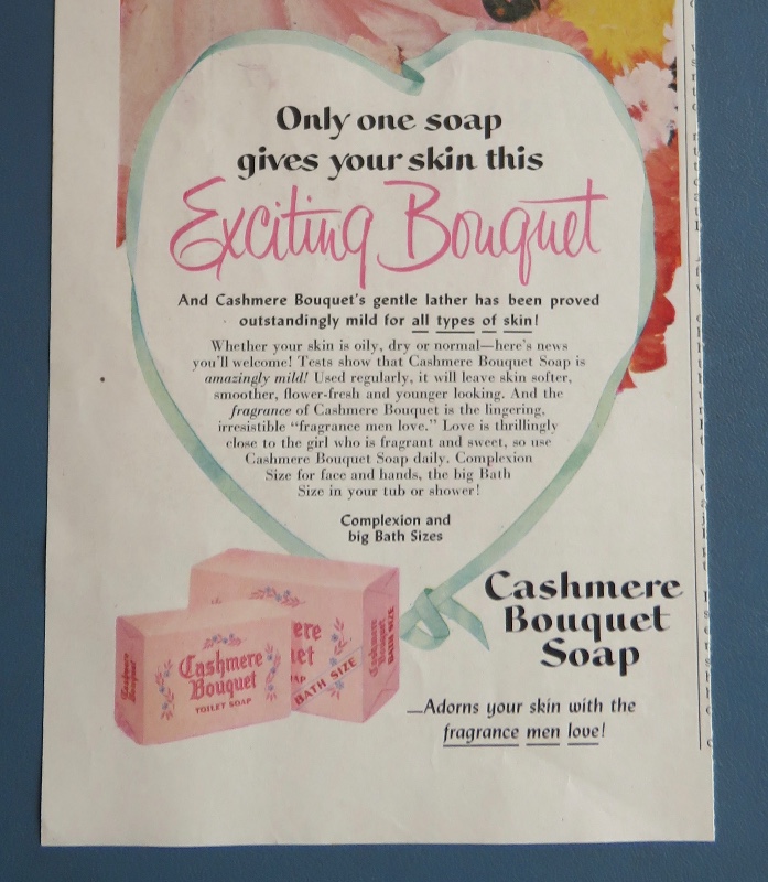 1951 Cashmere Bouquet Soap with Man & Woman Sitting Together & Looking At Ring On Her Finger