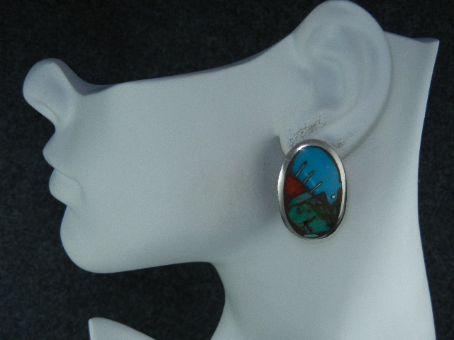 Coral Turquoise Sterling Silver Silverstone Clip Earrin