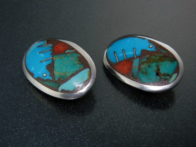 Coral Turquoise Sterling Silver Silverstone Clip Earrin
