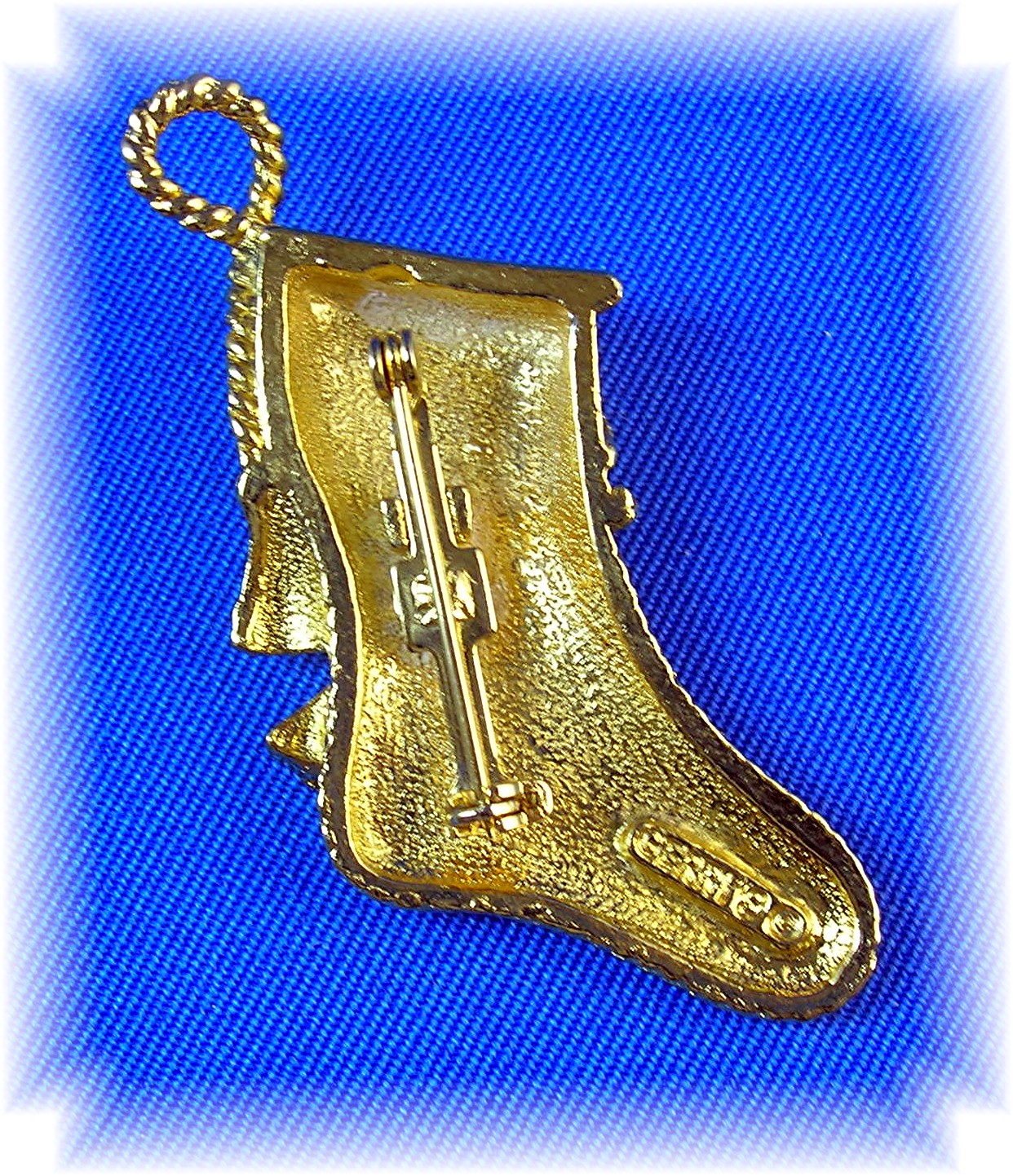Red and Gold Signed GERRY's Christmas Stocking Pin