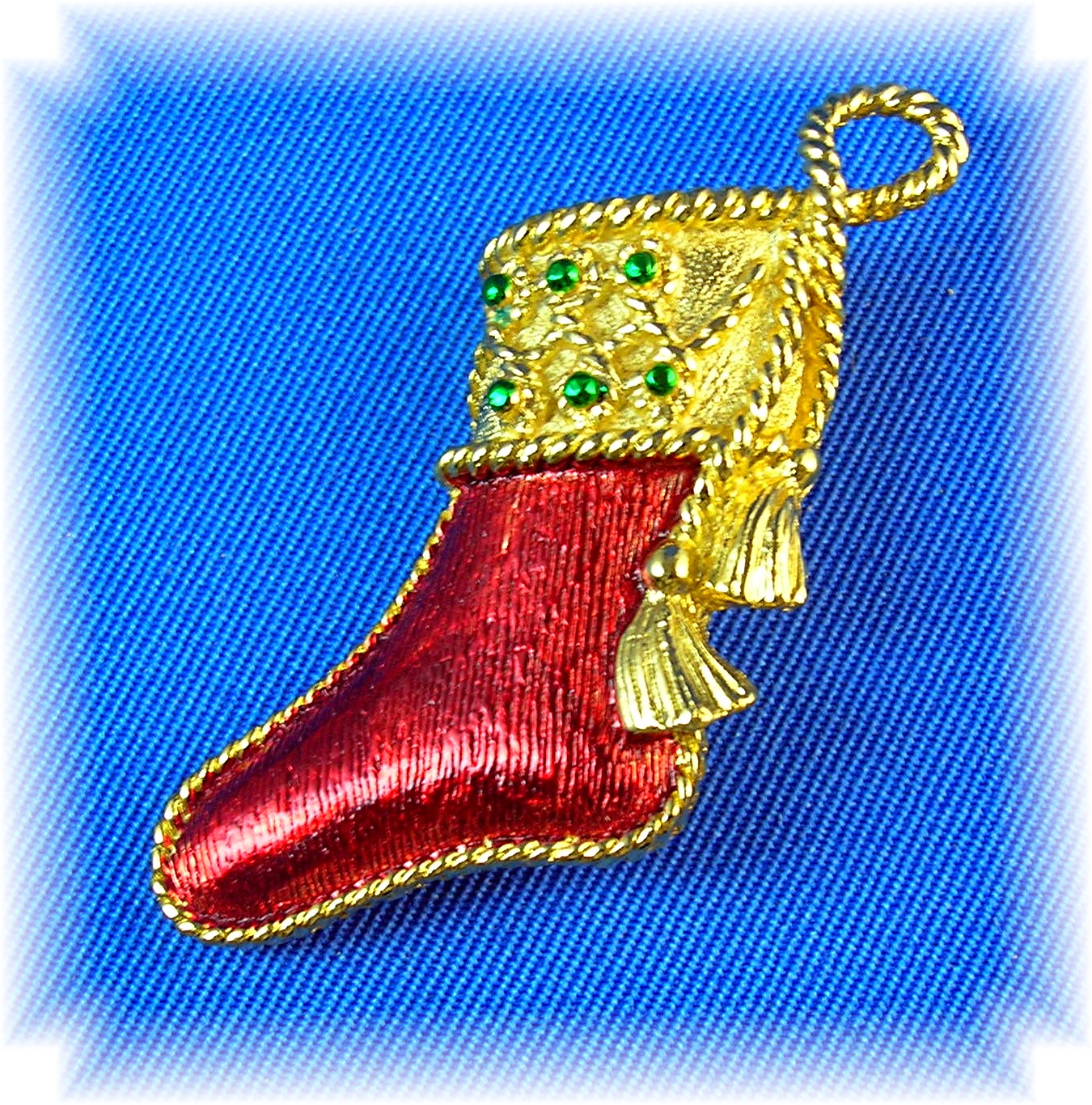 Red and Gold Signed GERRY's Christmas Stocking Pin