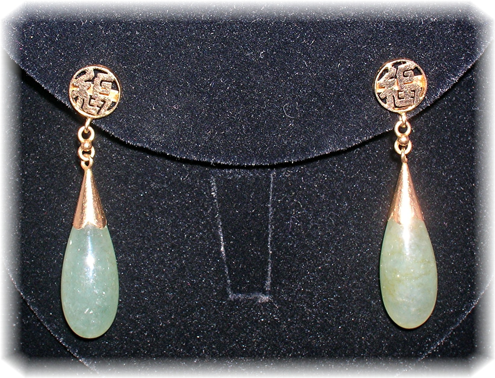 14K Gold and Jade Teardrop Post Earrings