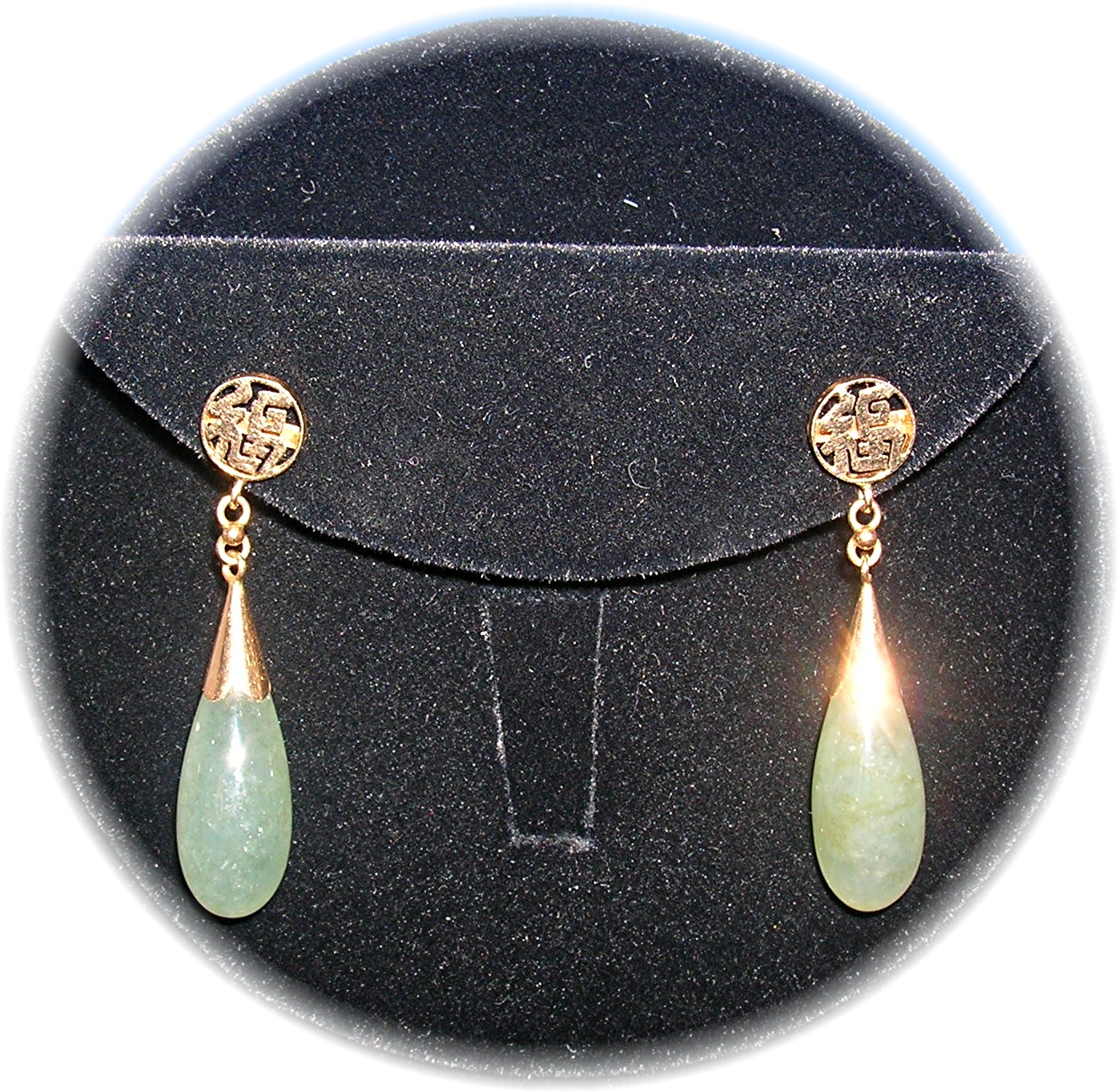 14K Gold and Jade Teardrop Post Earrings