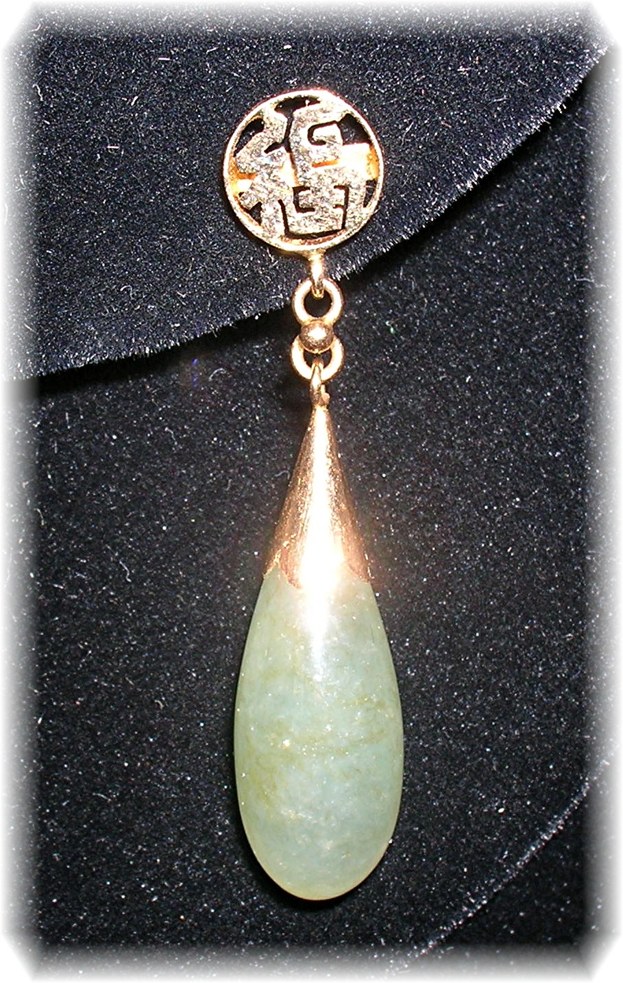 14K Gold and Jade Teardrop Post Earrings