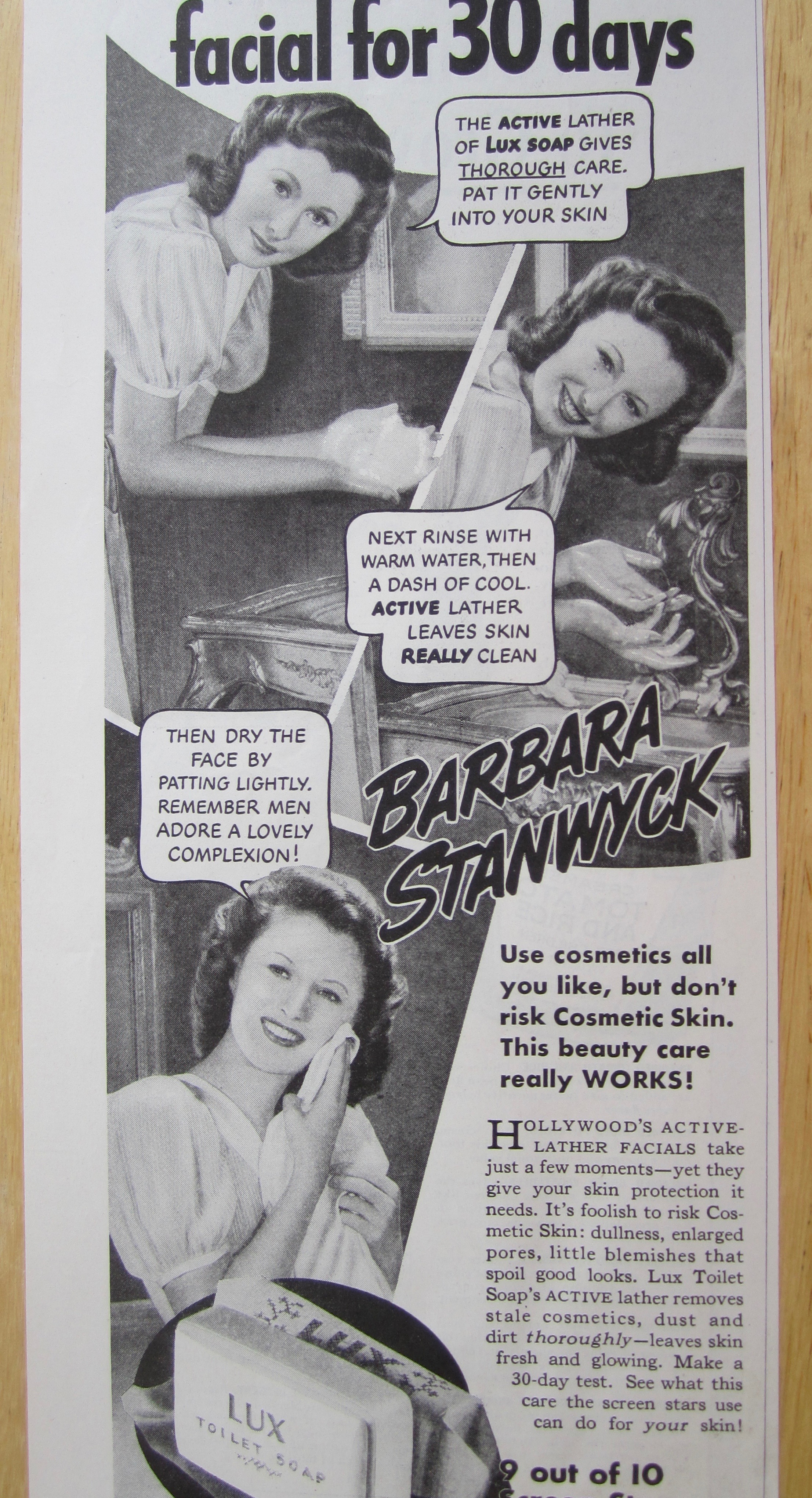 1940 Lux Toilet Soap with Barbara Stanwyck