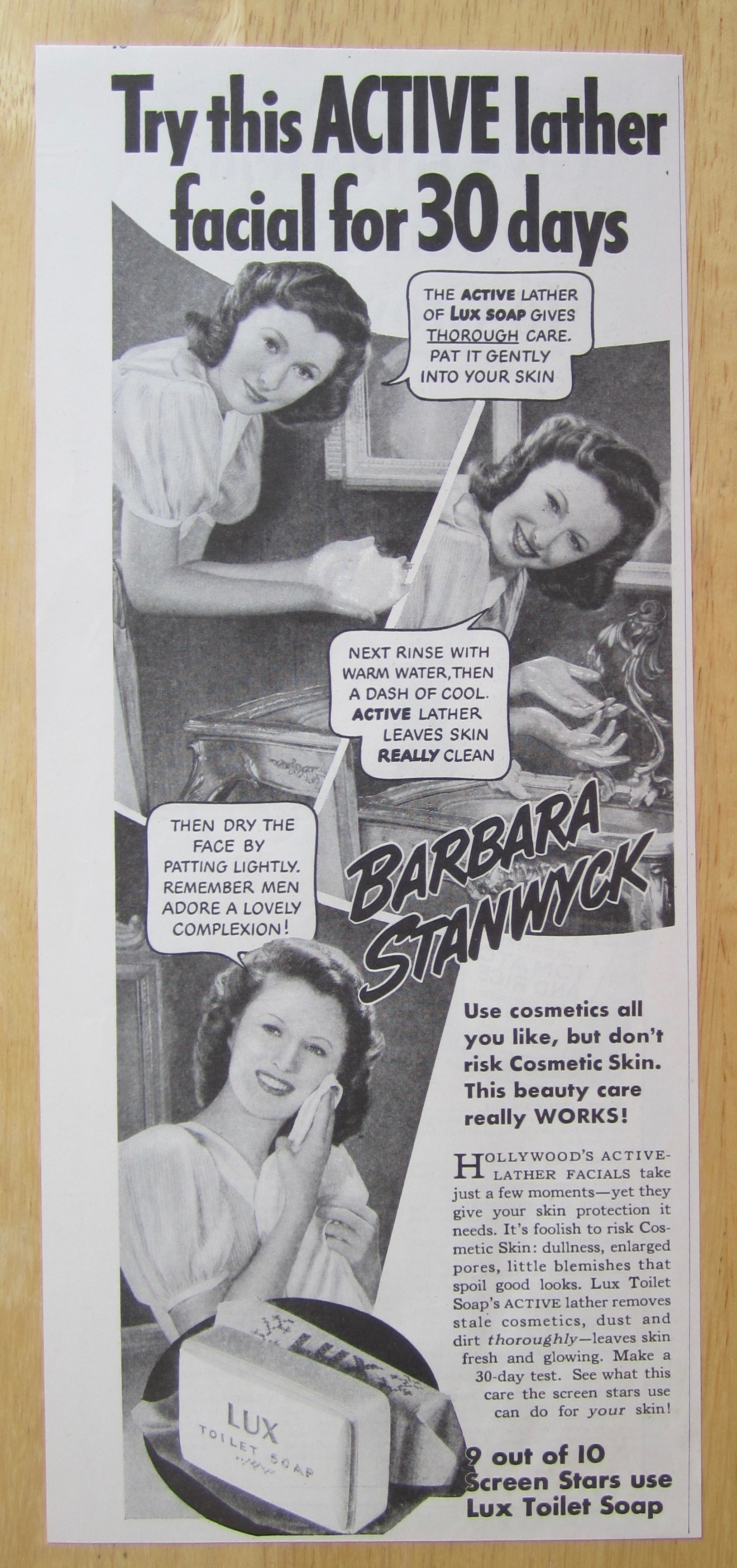 1940 Lux Toilet Soap with Barbara Stanwyck