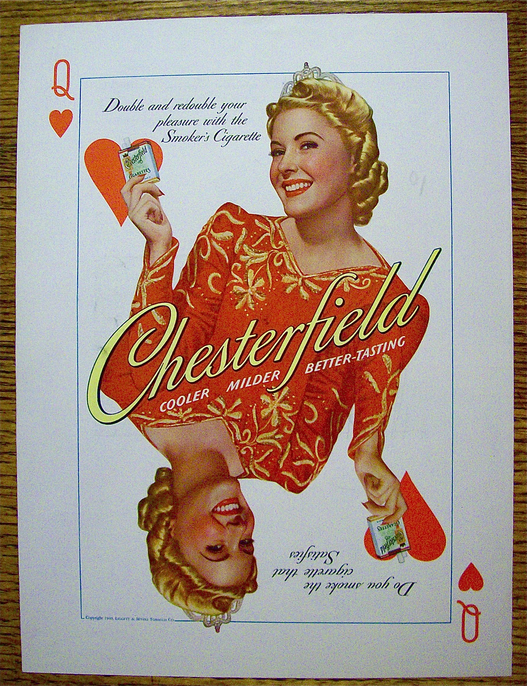 1940 Chesterfield Cigarettes with Queen of Hearts