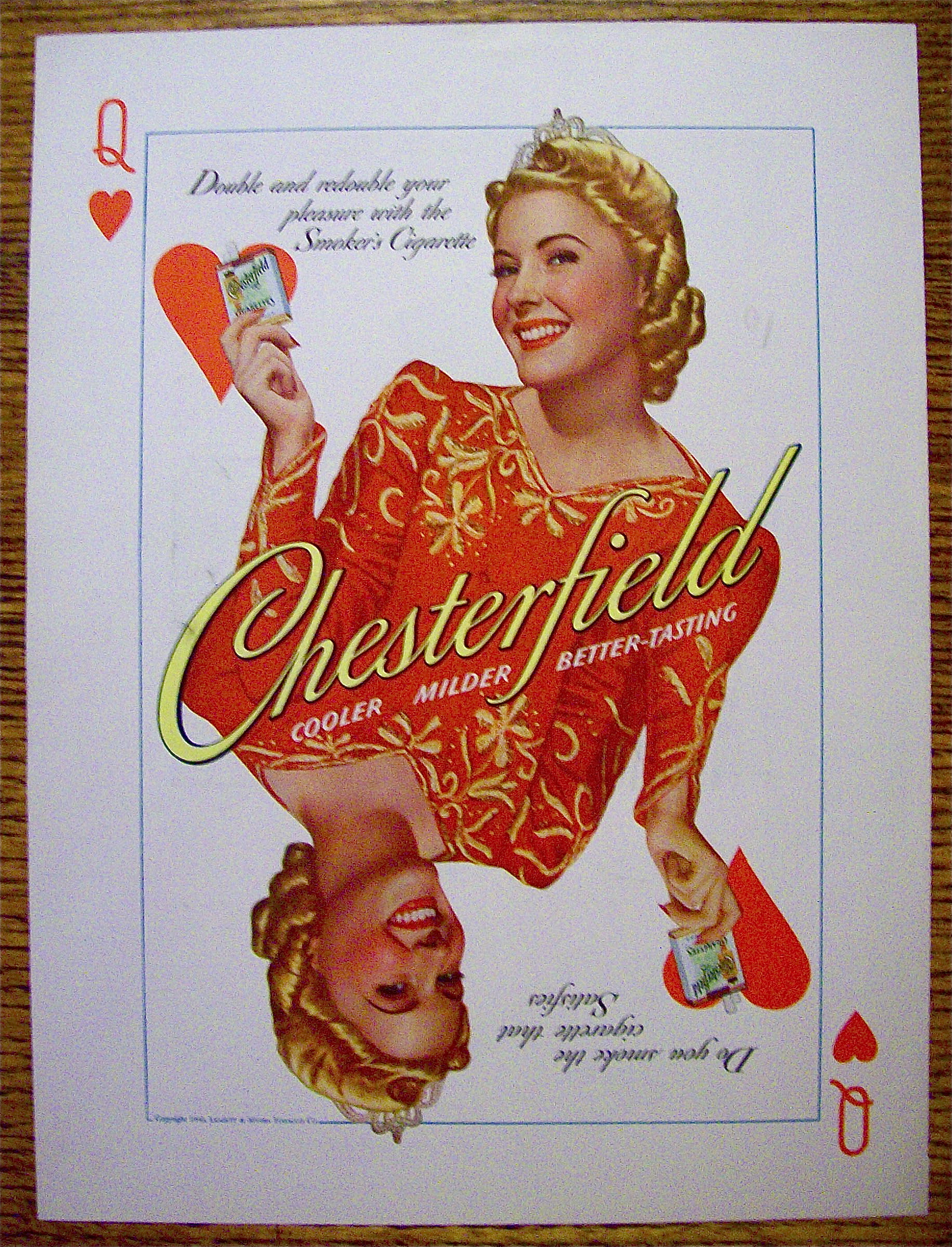 1940 Chesterfield Cigarettes with Queen of Hearts