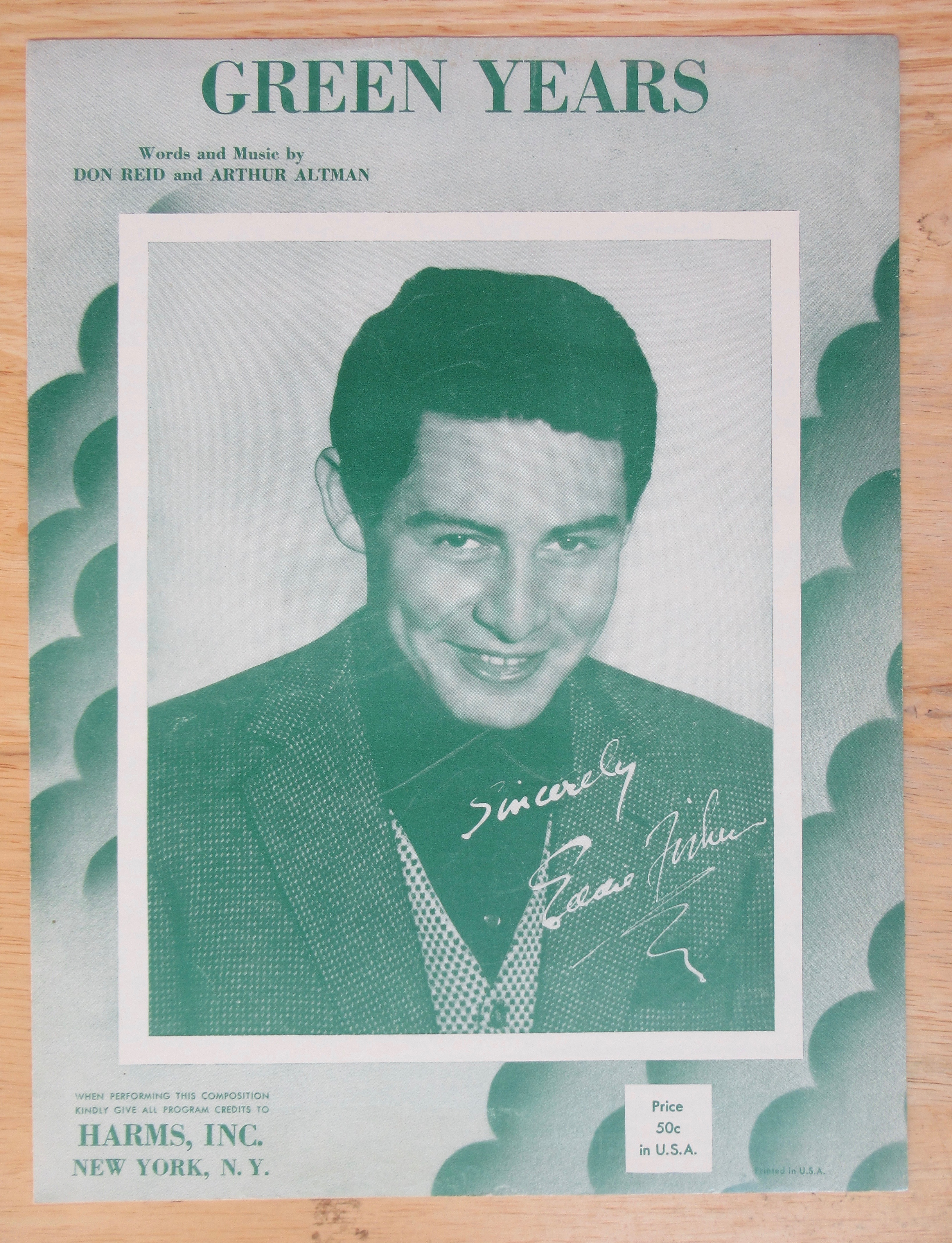 1954 Green Years Sheet Music (Eddie Fisher Cover)