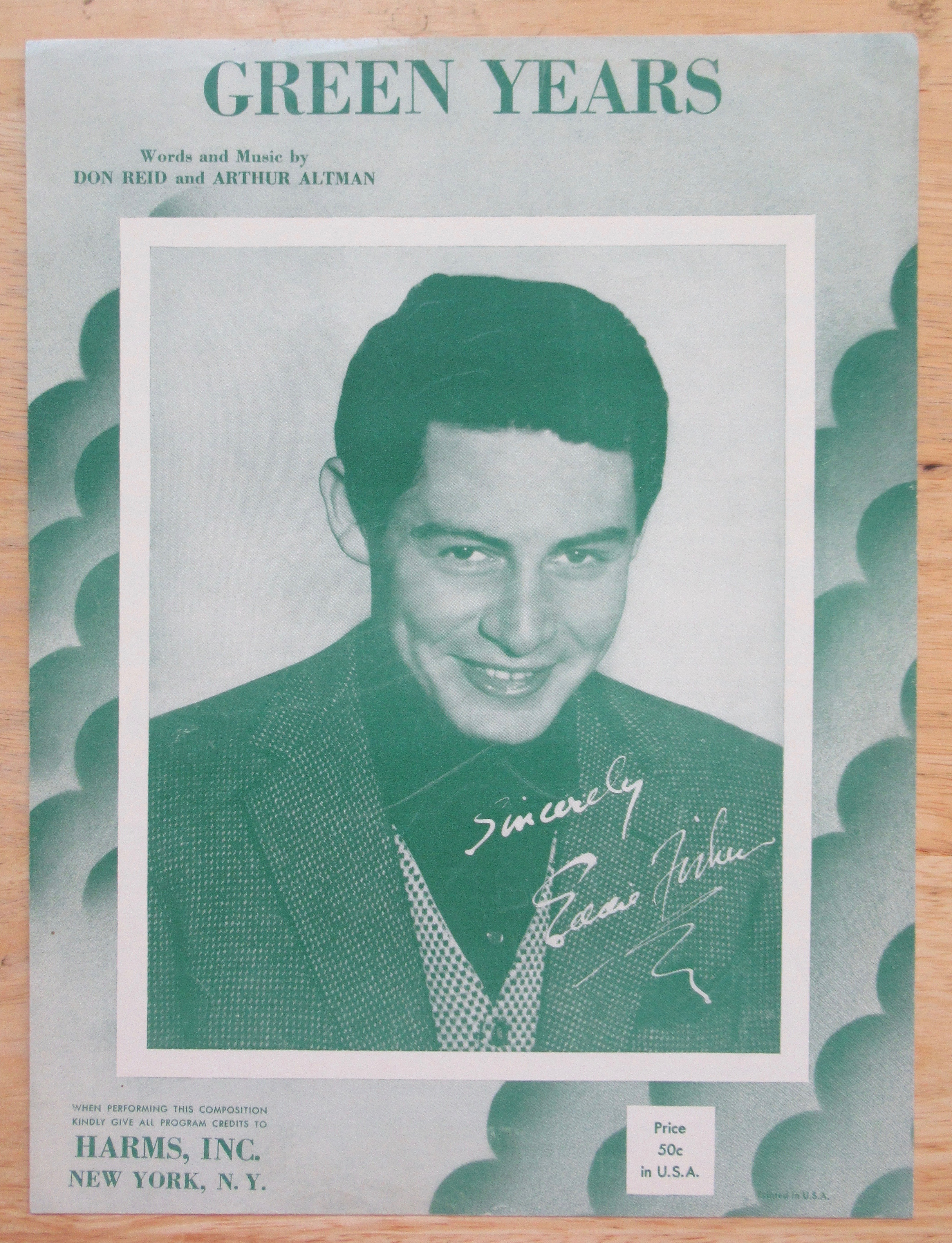 1954 Green Years Sheet Music (Eddie Fisher Cover)