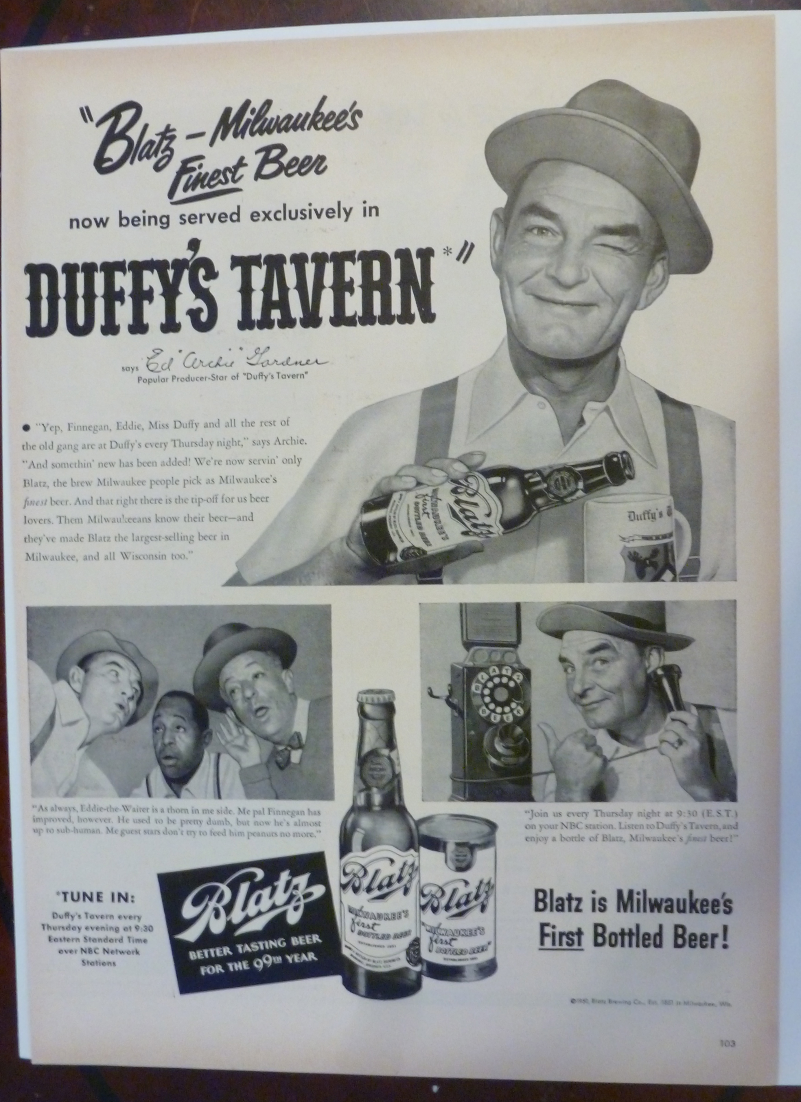 1950 Blatz Beer with Ed "Archie" Gardner