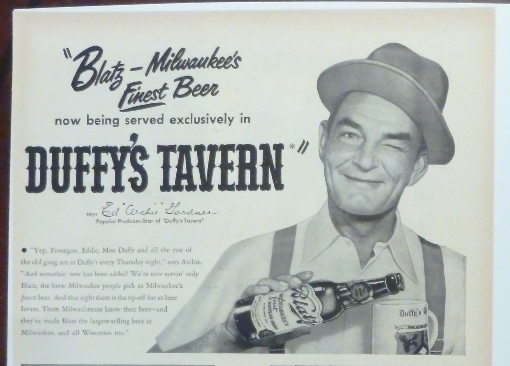 1950 Blatz Beer with Ed "Archie" Gardner