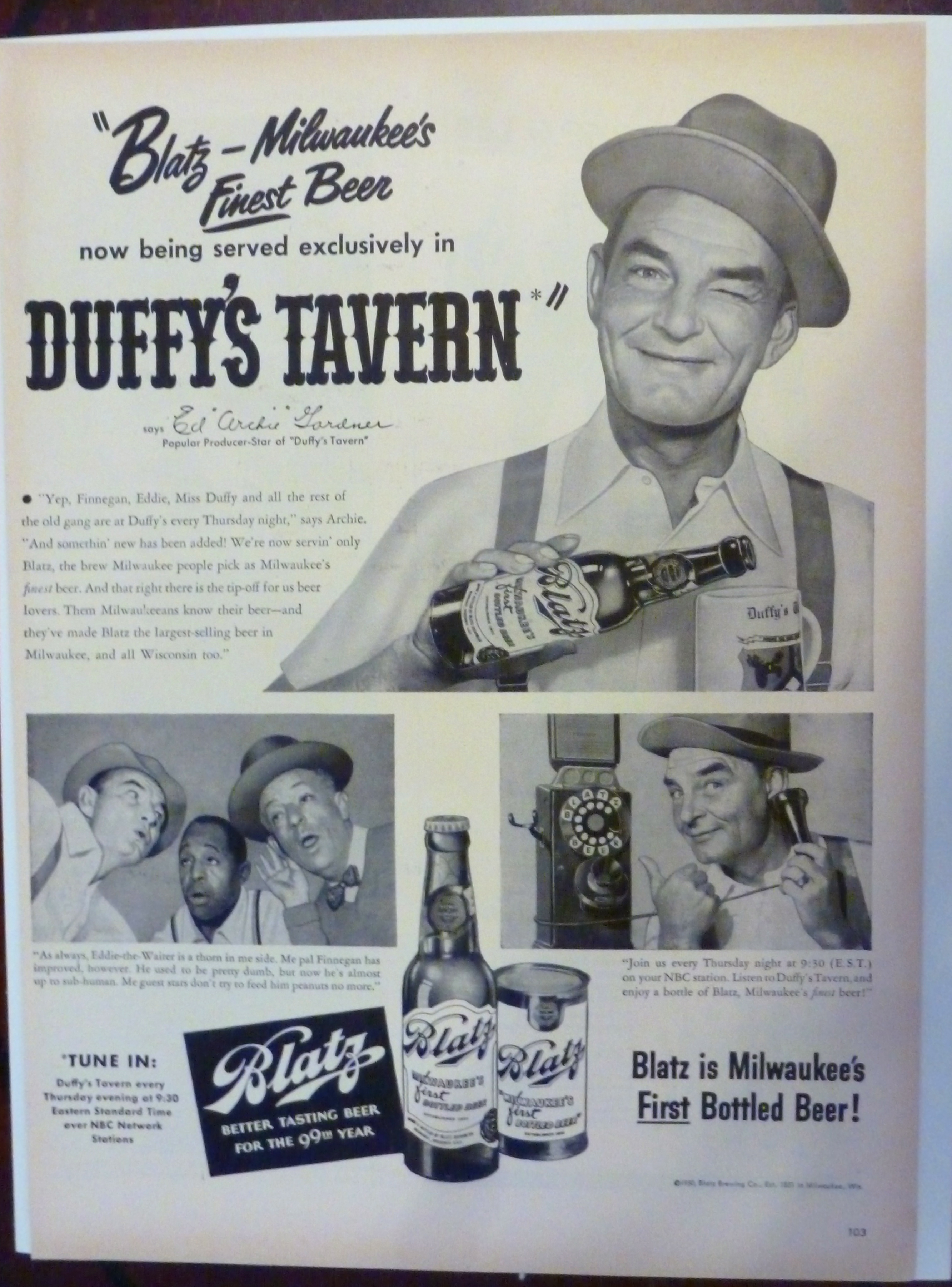 1950 Blatz Beer with Ed "Archie" Gardner