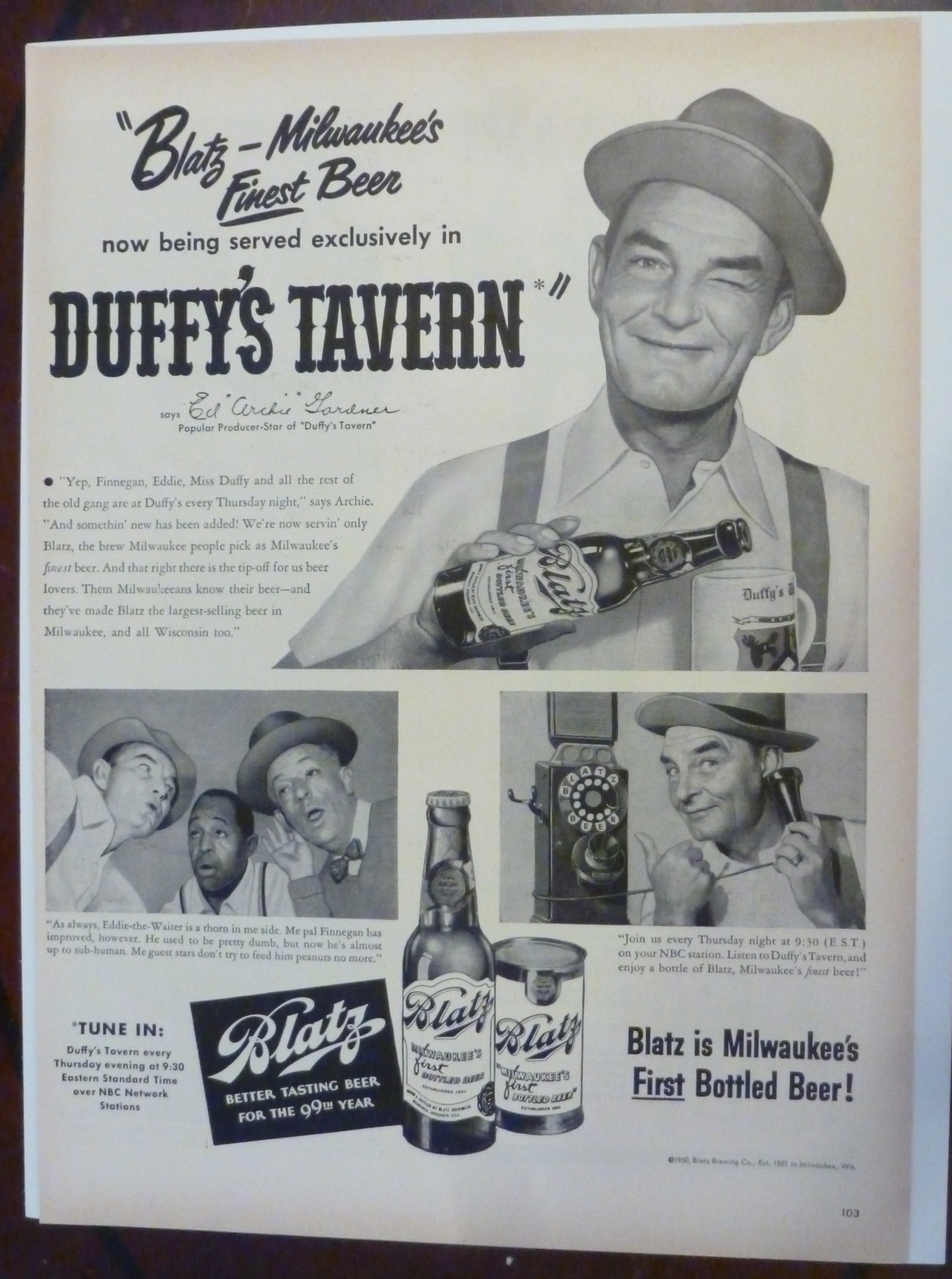 1950 Blatz Beer with Ed "Archie" Gardner