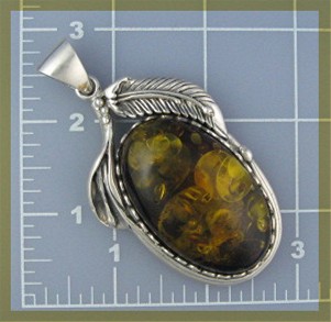 Baltic Amber Sterling Silver Pendant 3 1/4 inches