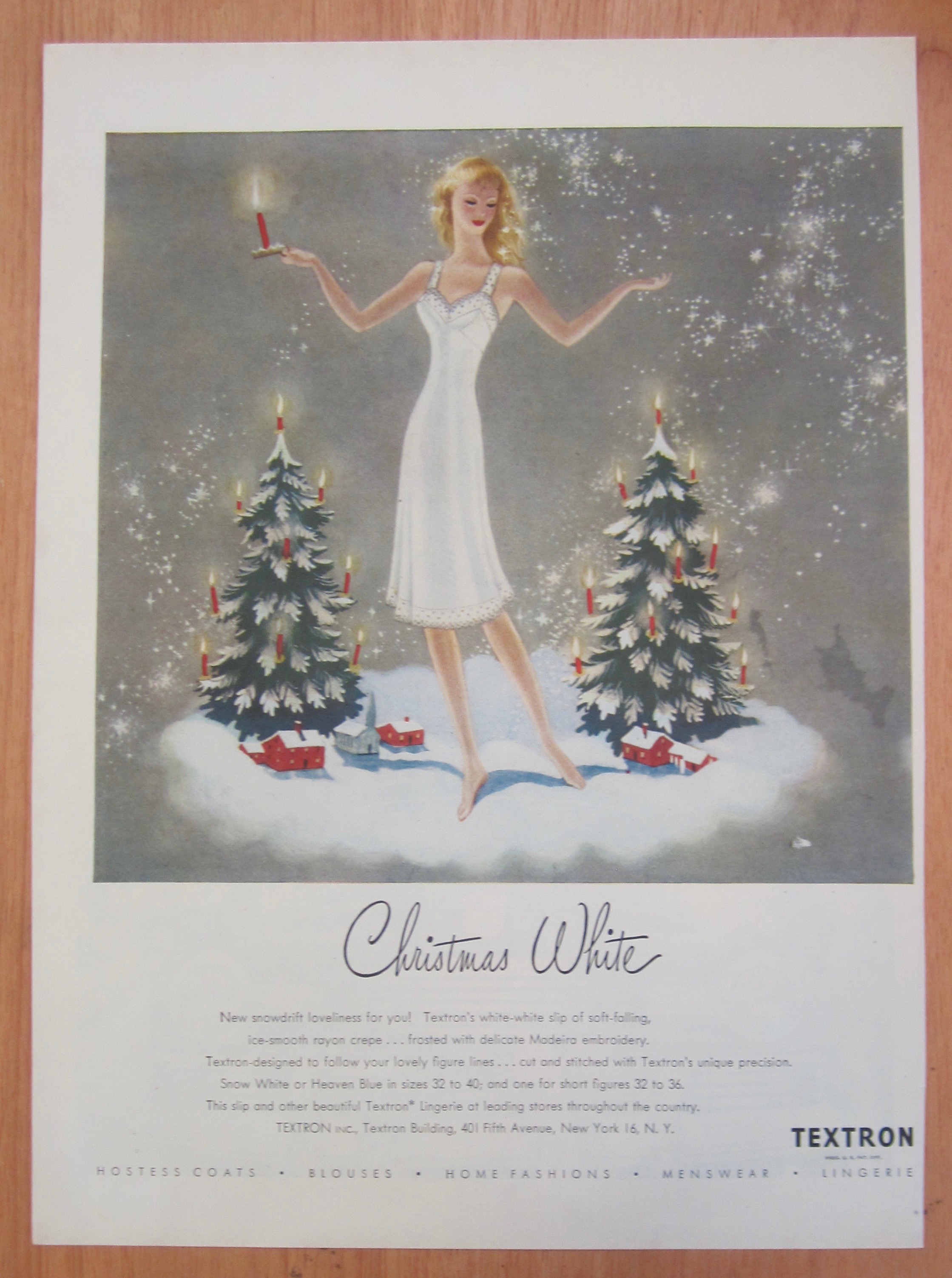 1946 Textron with Woman in Christmas White