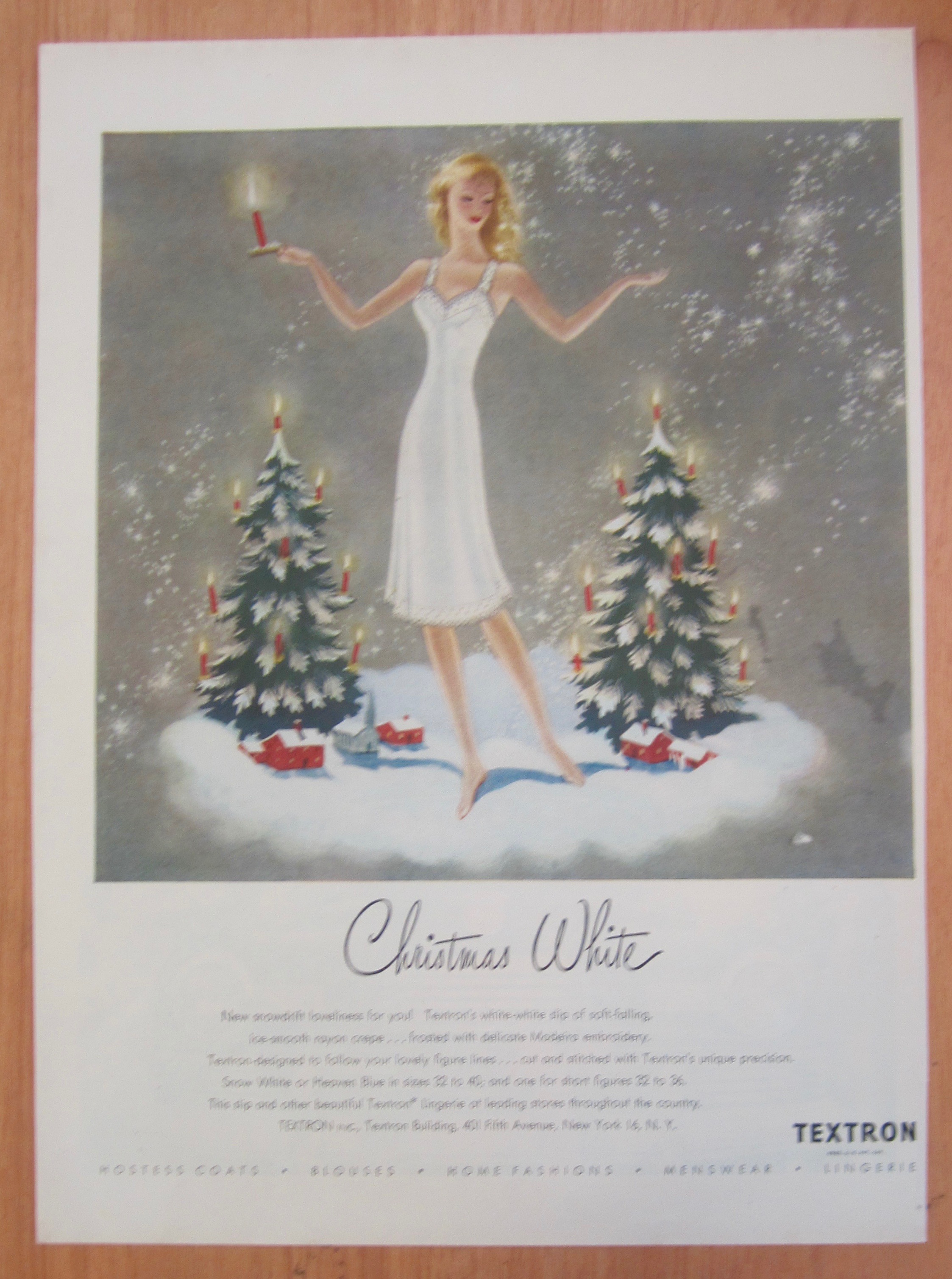 1946 Textron with Woman in Christmas White