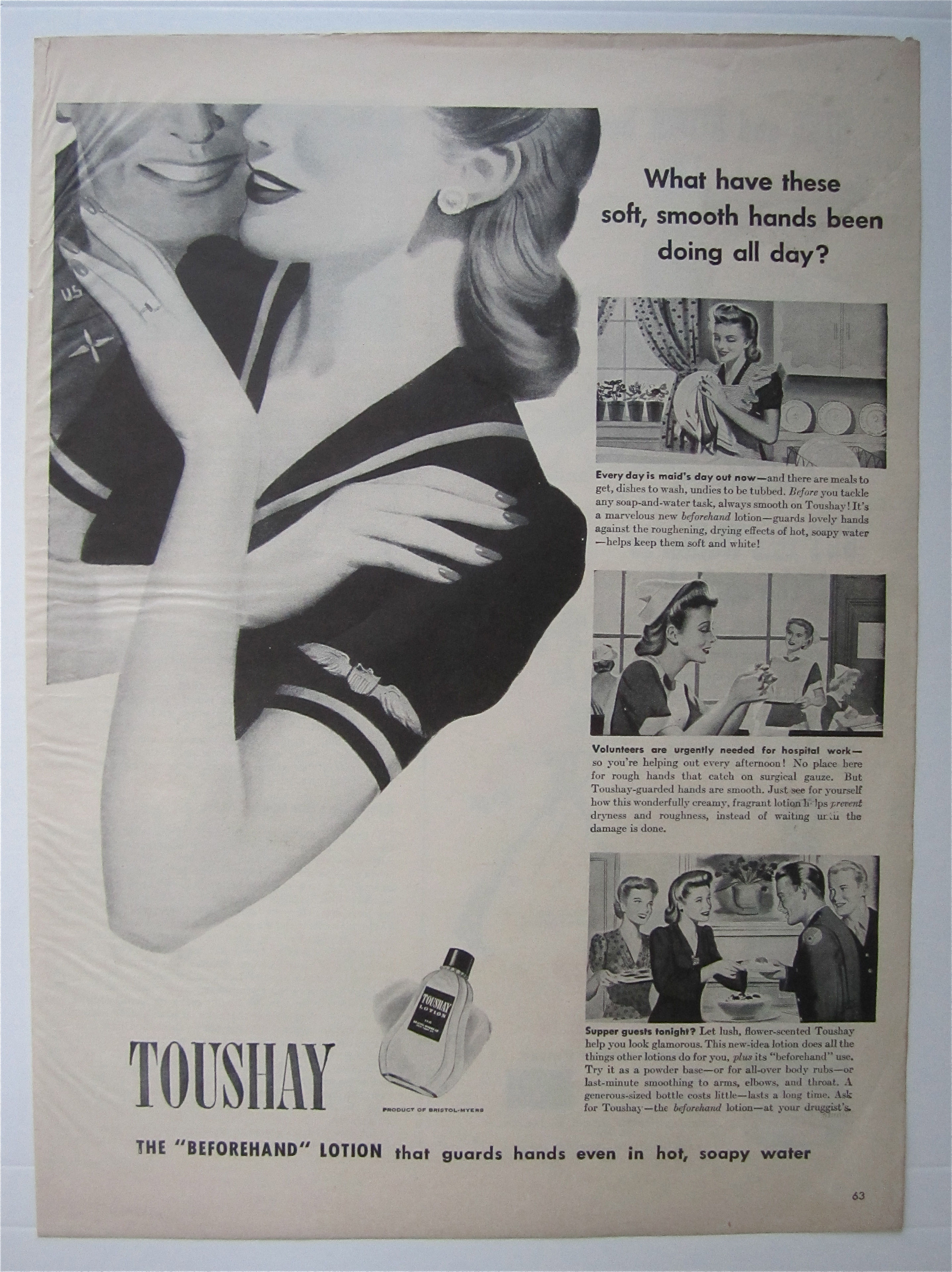 1943 Toushay Lotion with Woman Soldier & Man Soldier