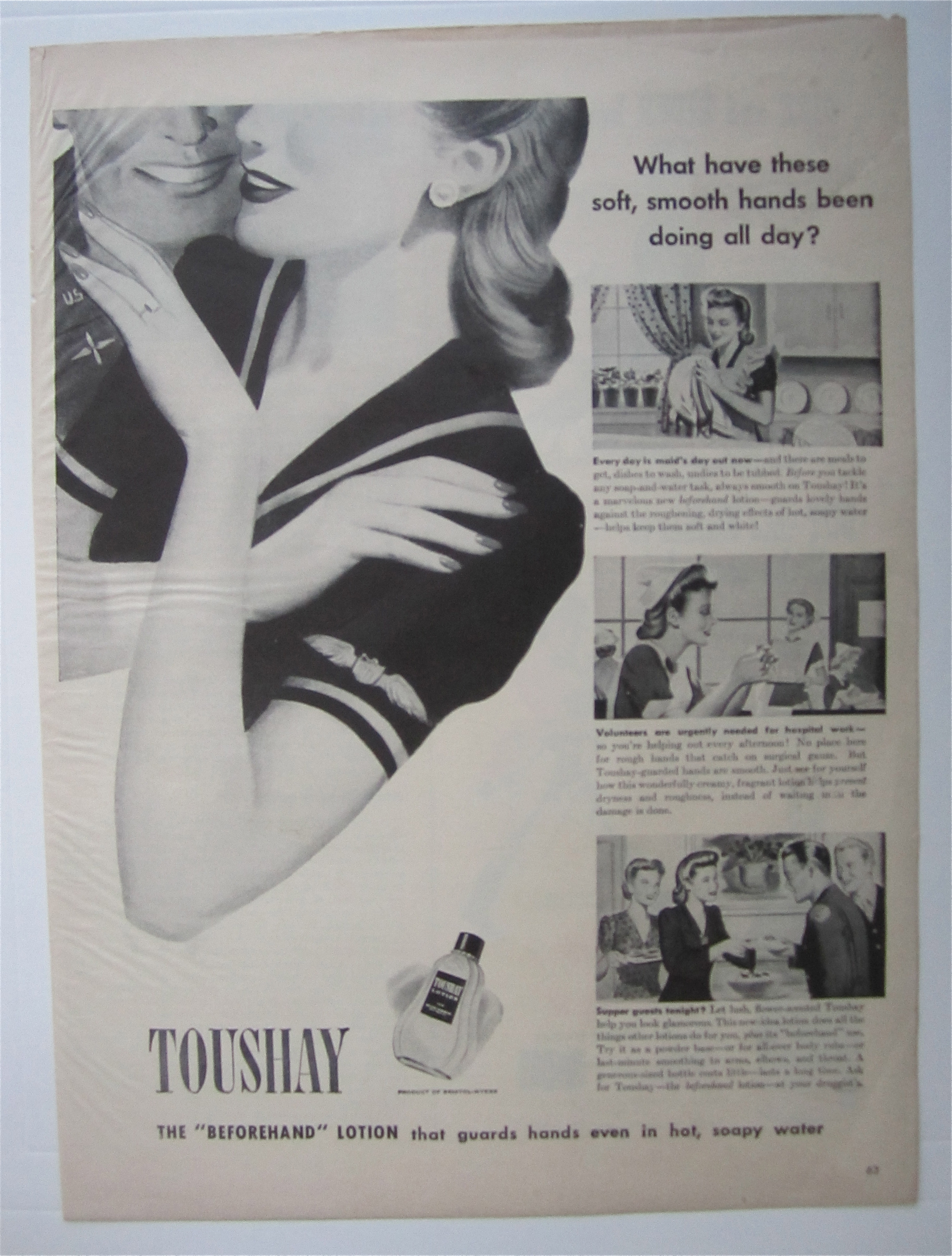 1943 Toushay Lotion with Woman Soldier & Man Soldier