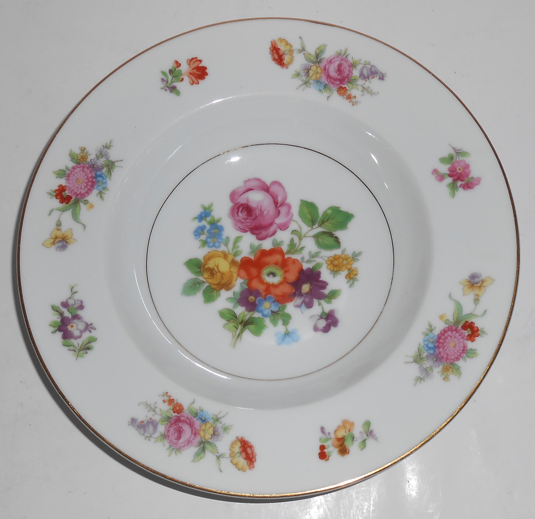 Noritake Porcelain China Dresala Floral Gold Soup Bowl