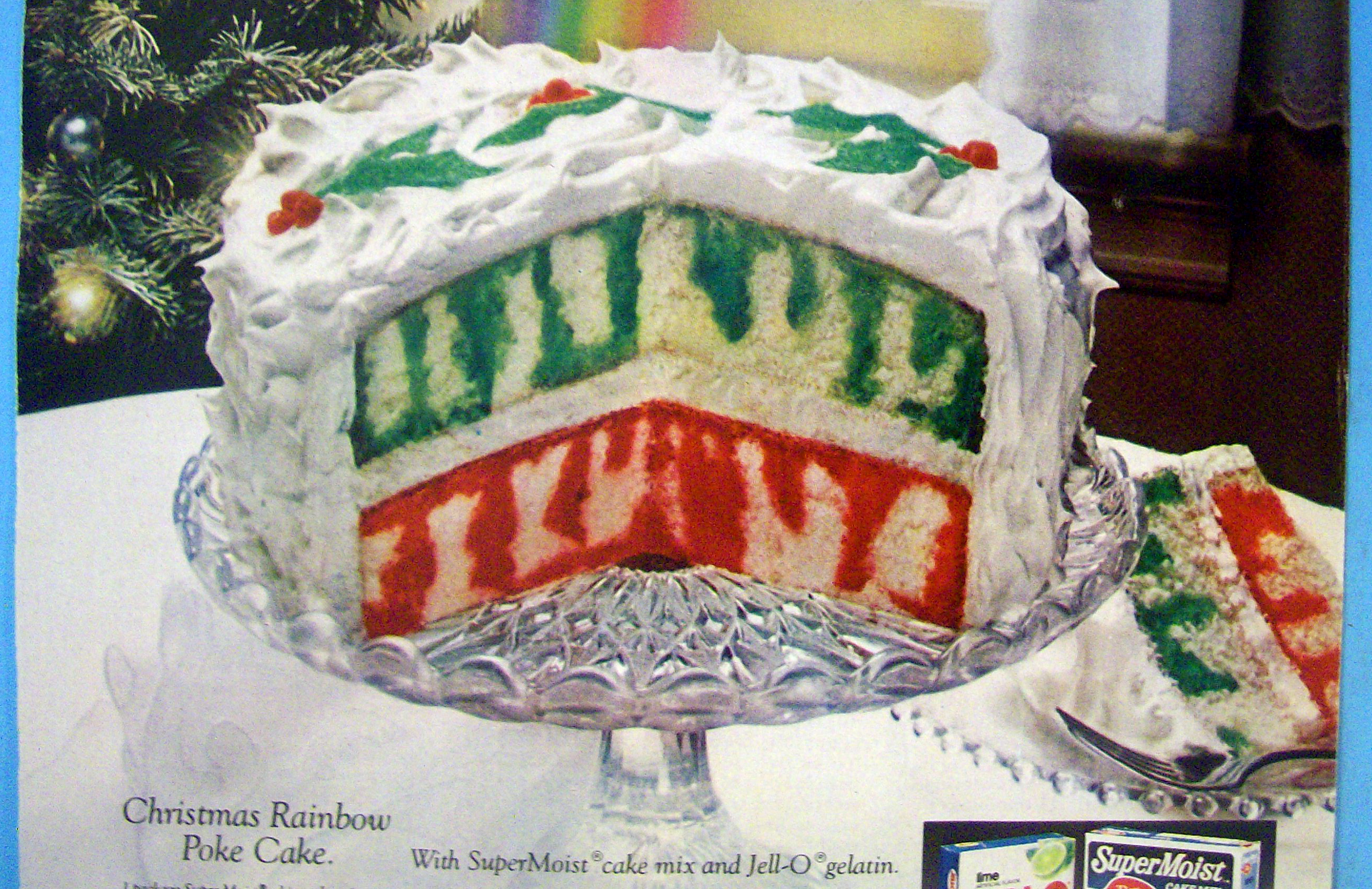 1979 Jell-O and Super Moist Cake Mix with Rainbow Cake