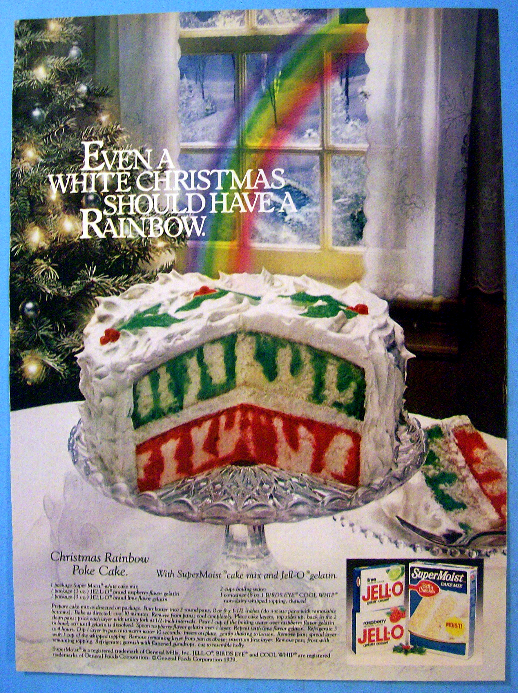 1979 Jell-O and Super Moist Cake Mix with Rainbow Cake