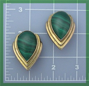 EarringSterling Silver Gold Vermeil DND Malachite Clip