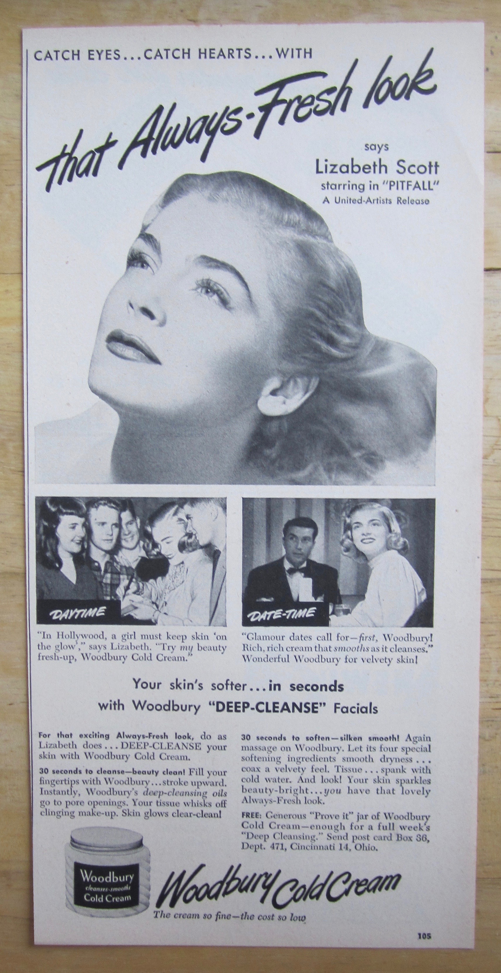 1948 Woodbury Cold Cream with Lizabeth Scott