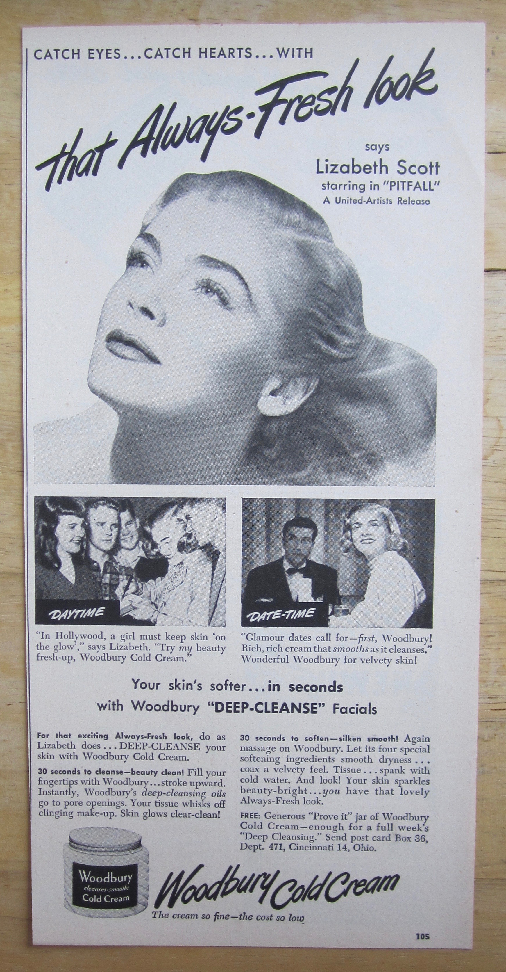 1948 Woodbury Cold Cream with Lizabeth Scott
