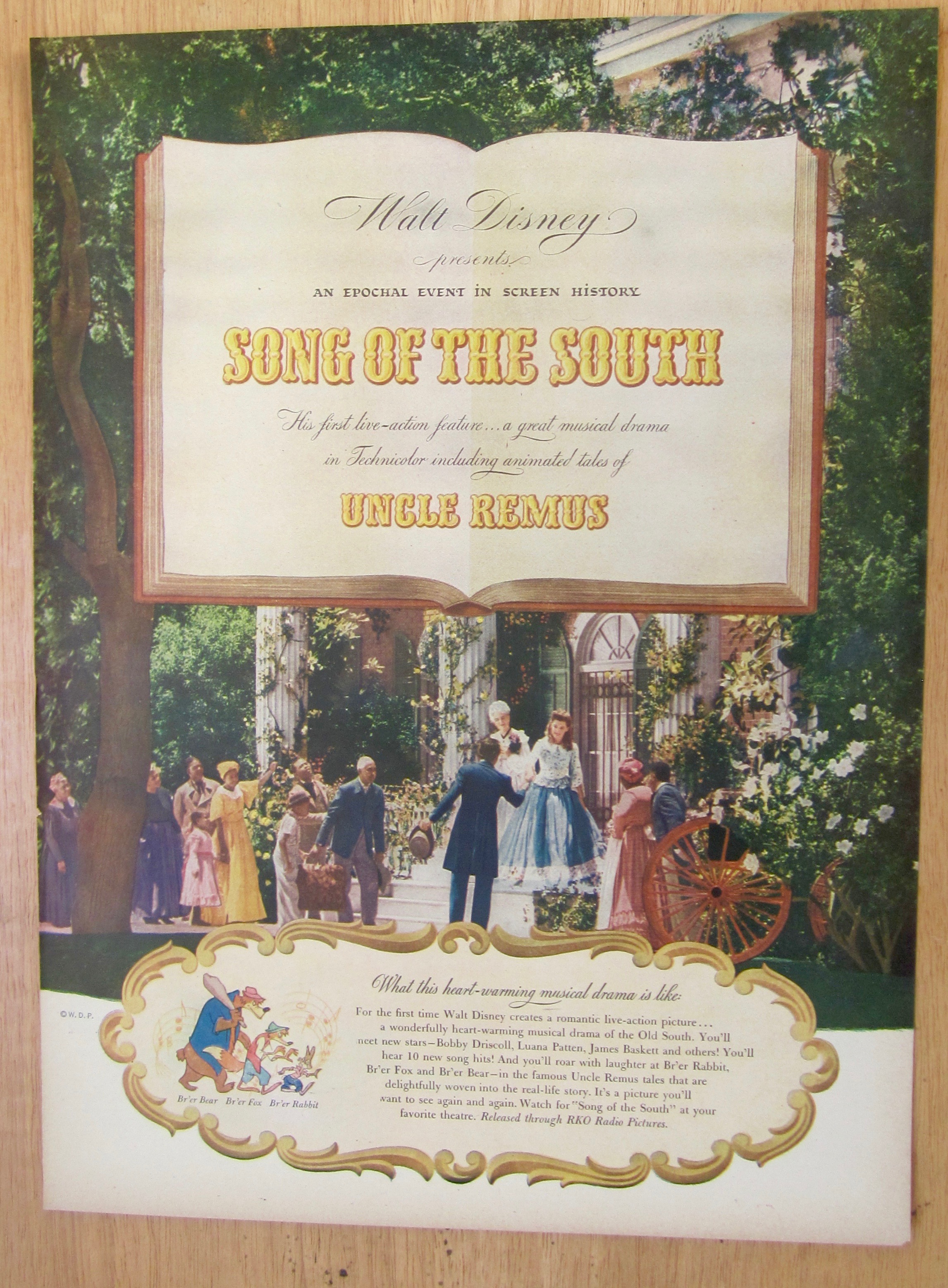 1946 Walt Disney's Song Of The South with the South