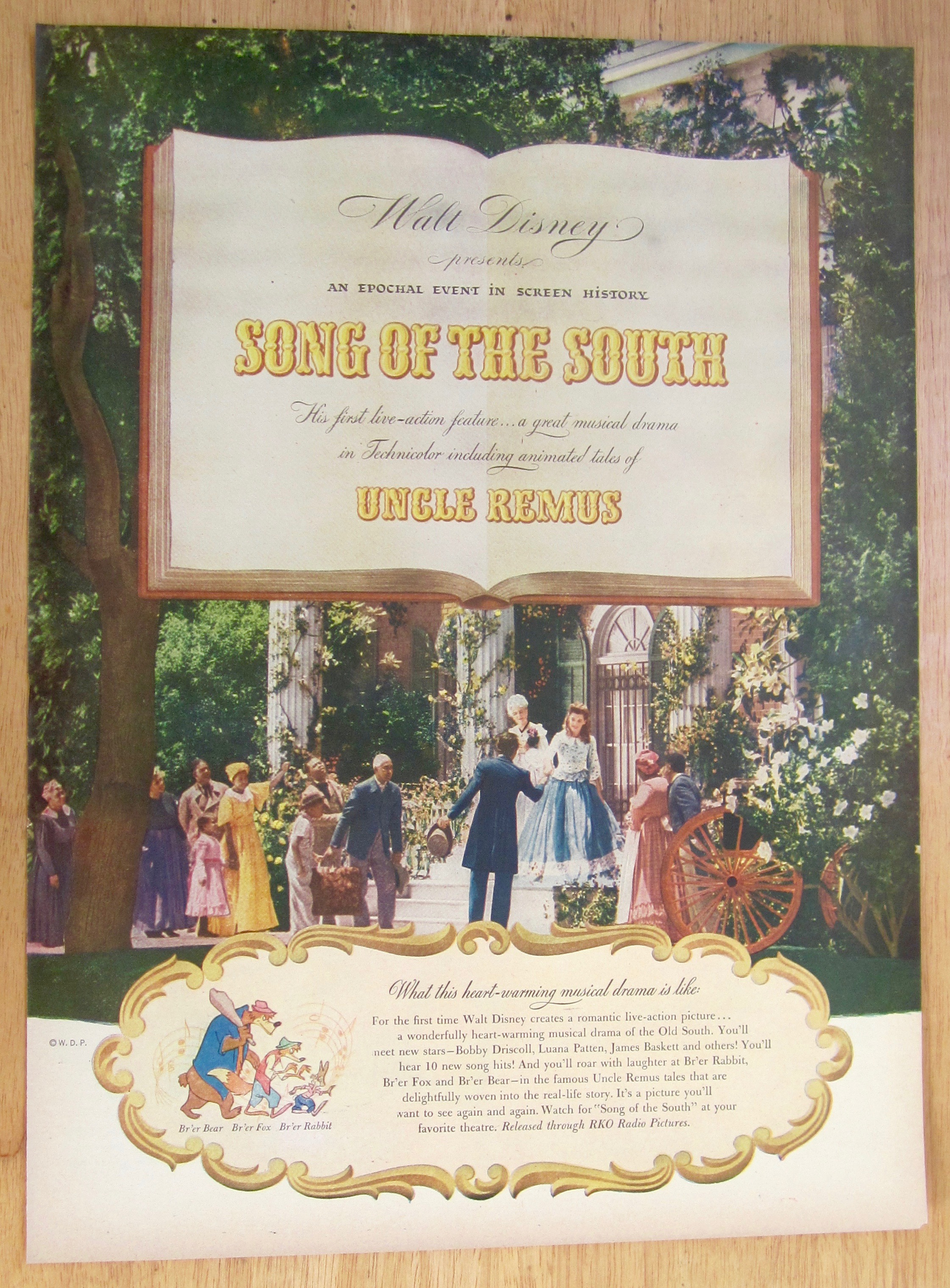 1946 Walt Disney's Song Of The South with the South