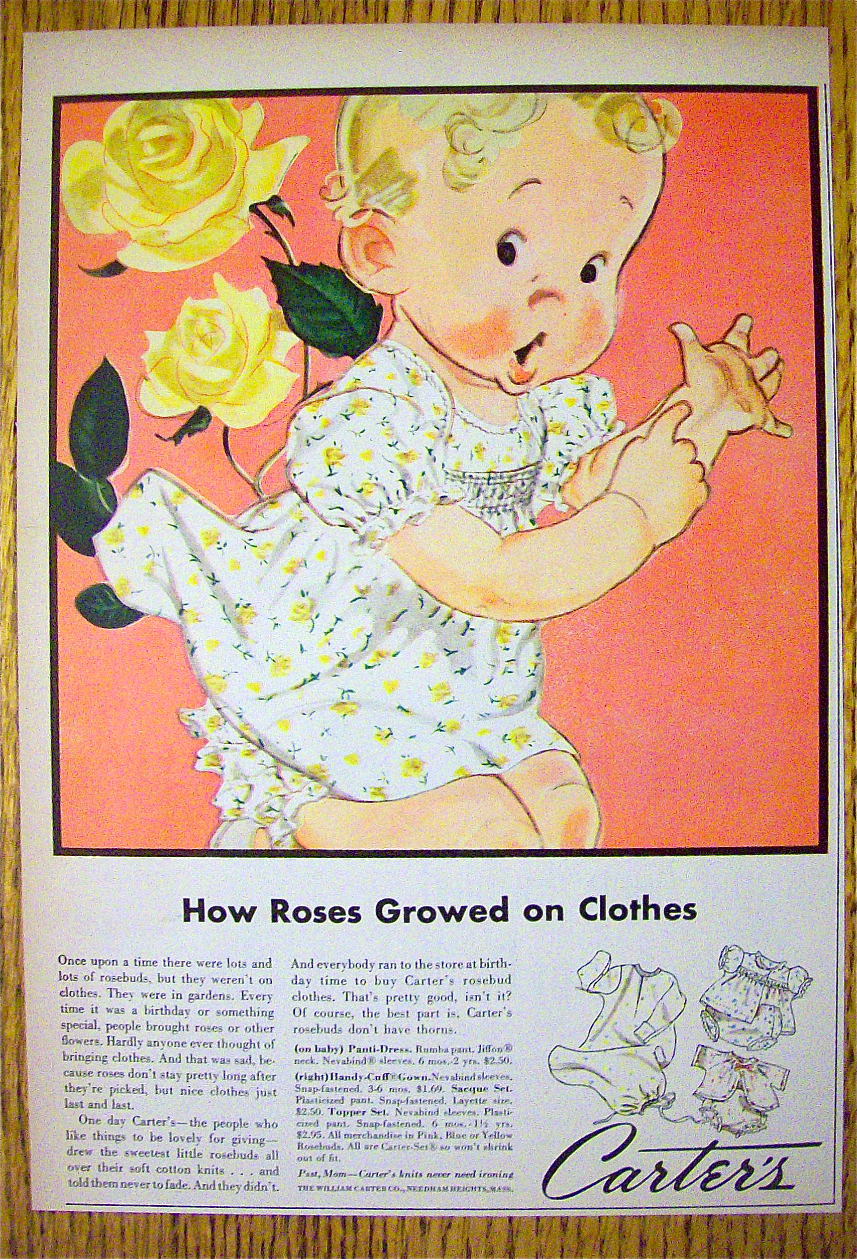 1955 Carter's Clothes With Baby Hooked To Flower