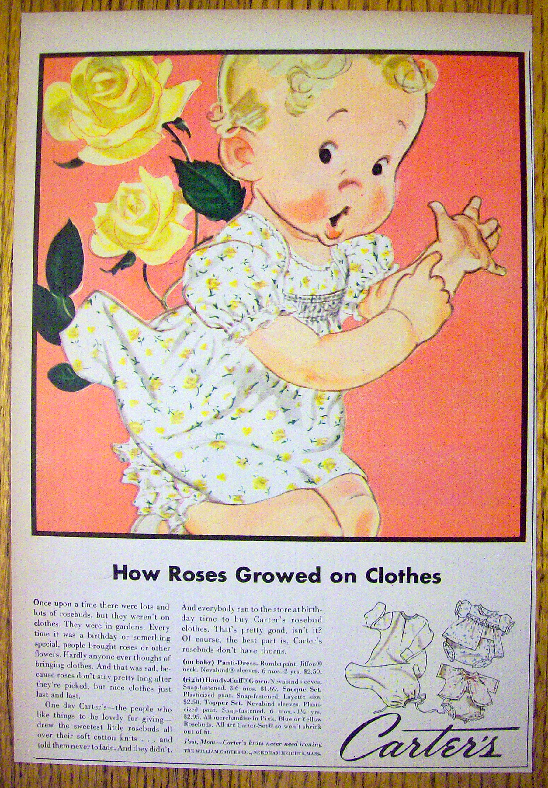 1955 Carter's Clothes With Baby Hooked To Flower