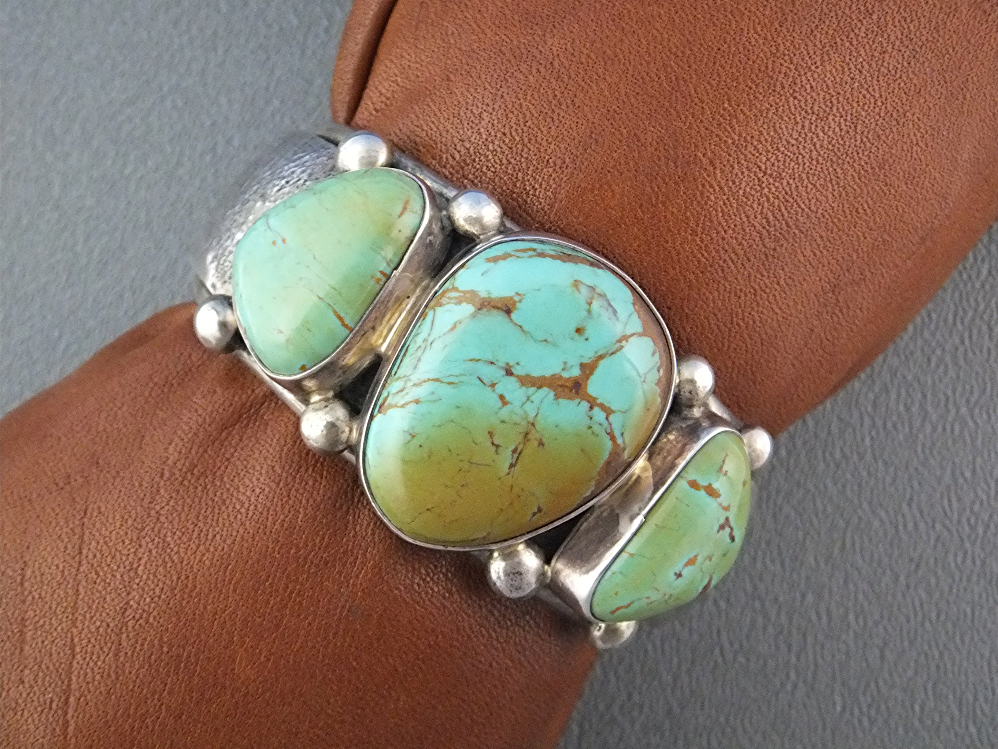 David Toutman  Sterling Silver Kingman Turquoise  Cuff