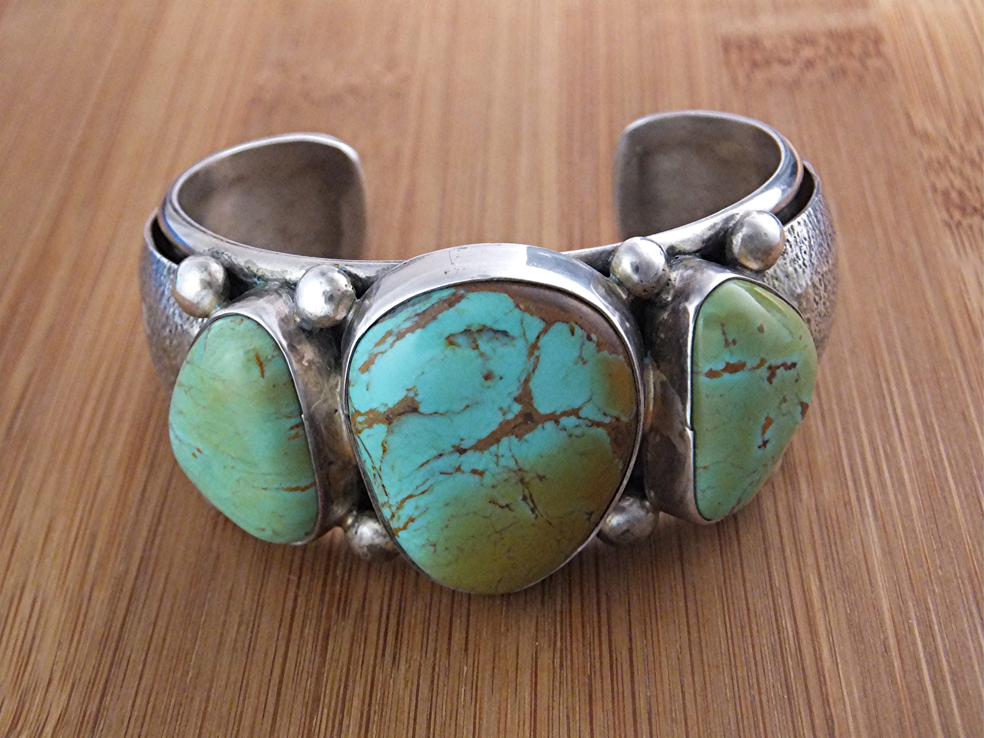 David Toutman  Sterling Silver Kingman Turquoise  Cuff