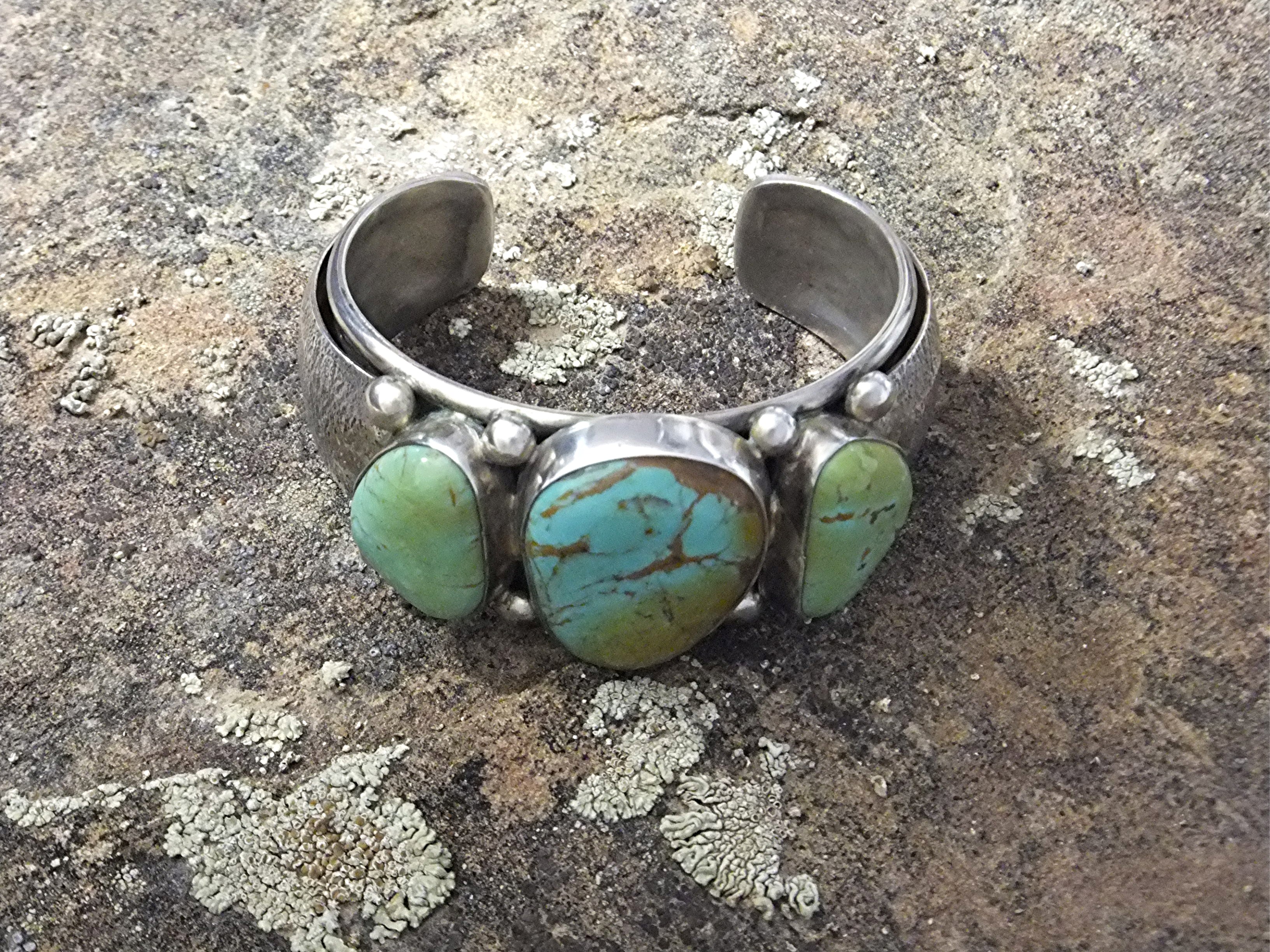 David Toutman  Sterling Silver Kingman Turquoise  Cuff