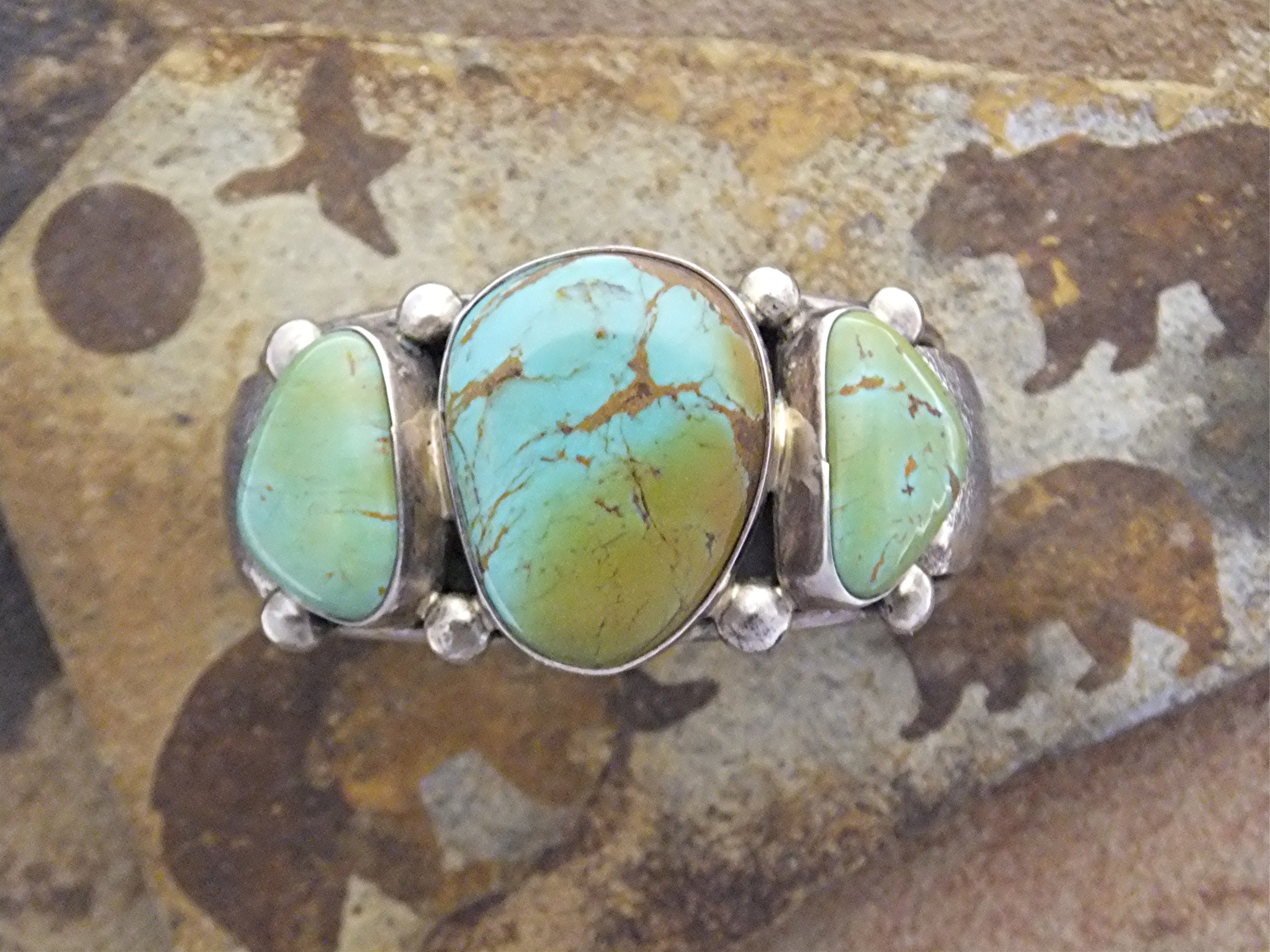 David Toutman  Sterling Silver Kingman Turquoise  Cuff