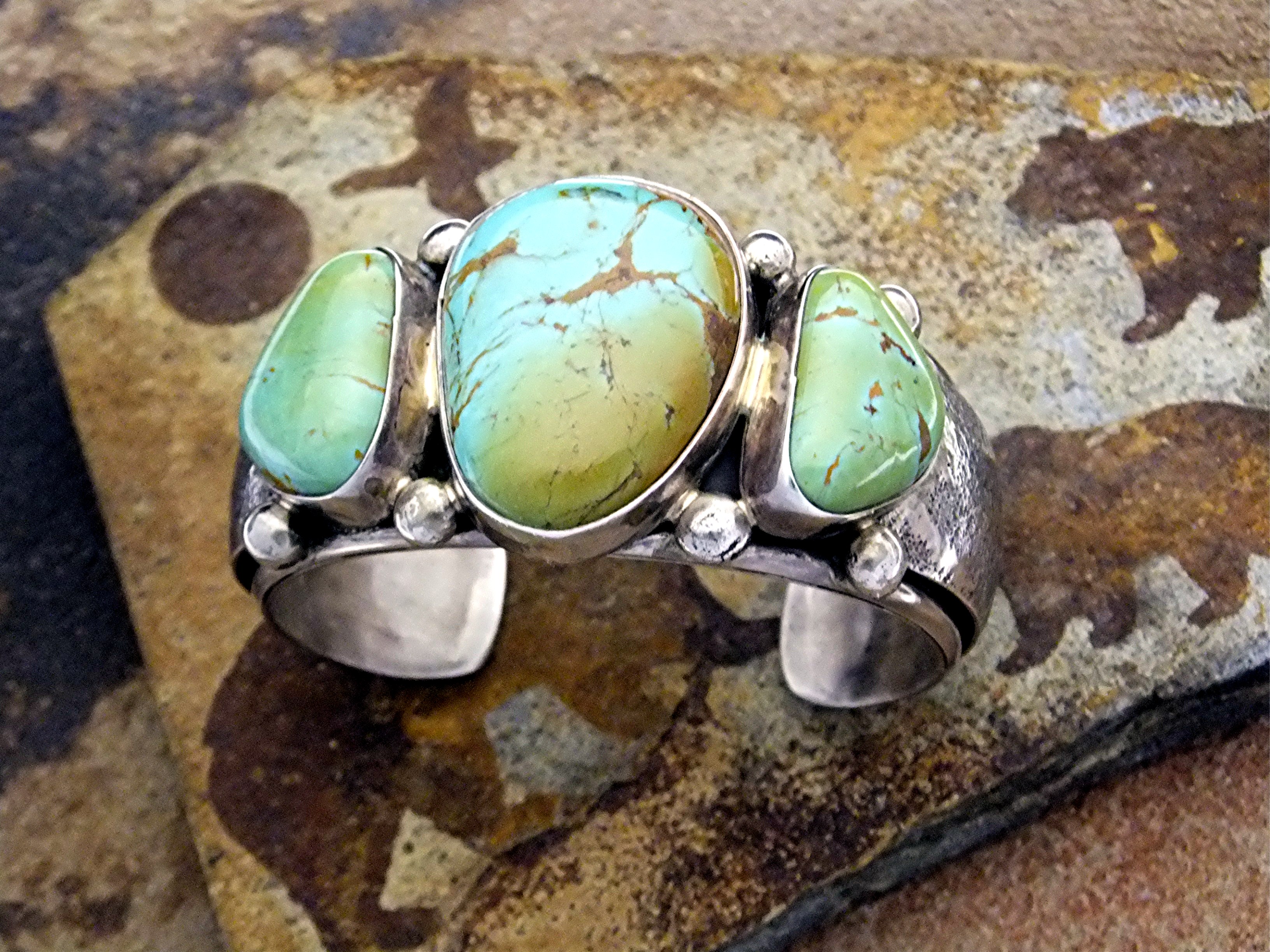 David Toutman  Sterling Silver Kingman Turquoise  Cuff