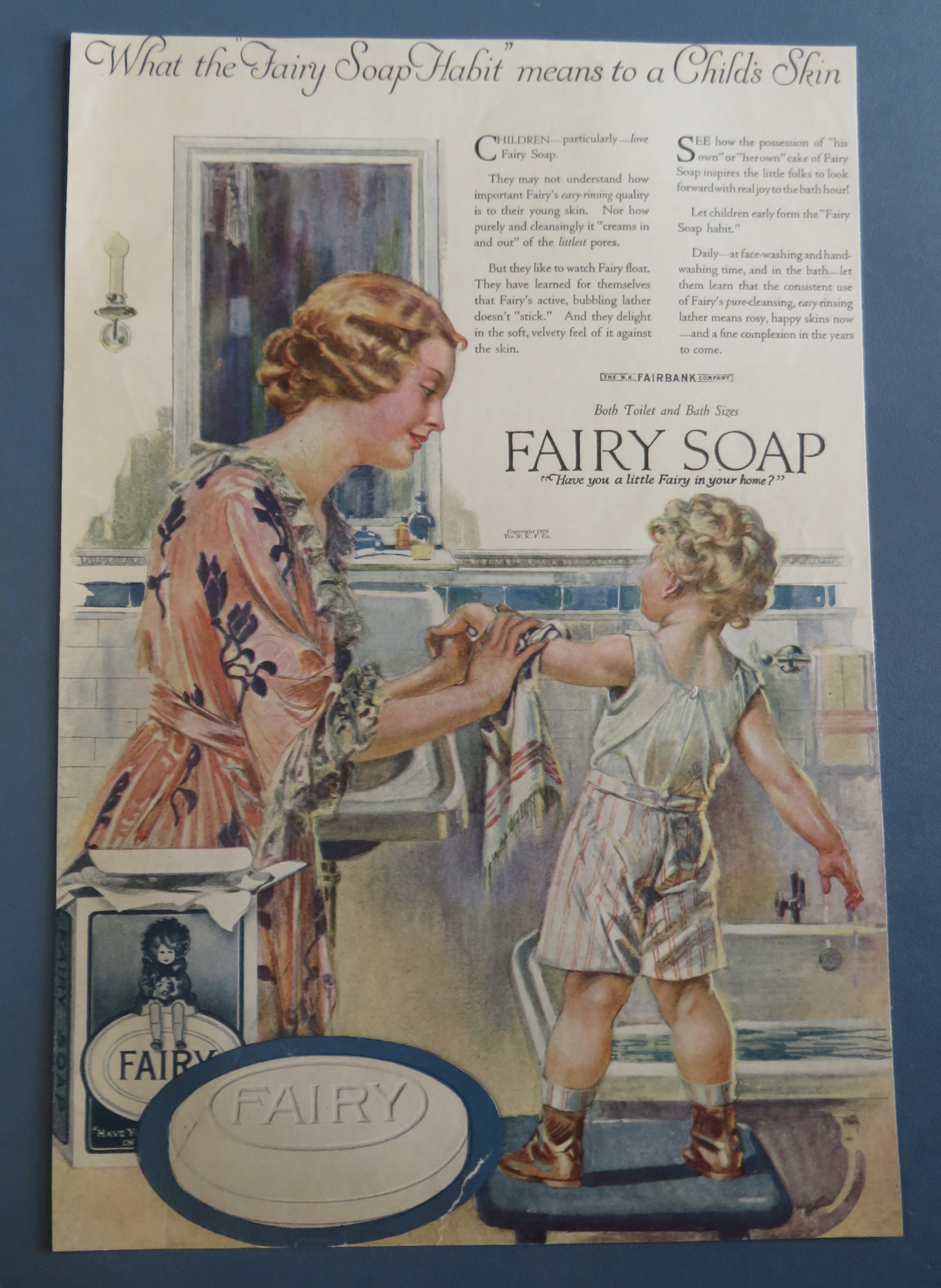 1920 Fairy Soap with Woman Washing Child's Hands