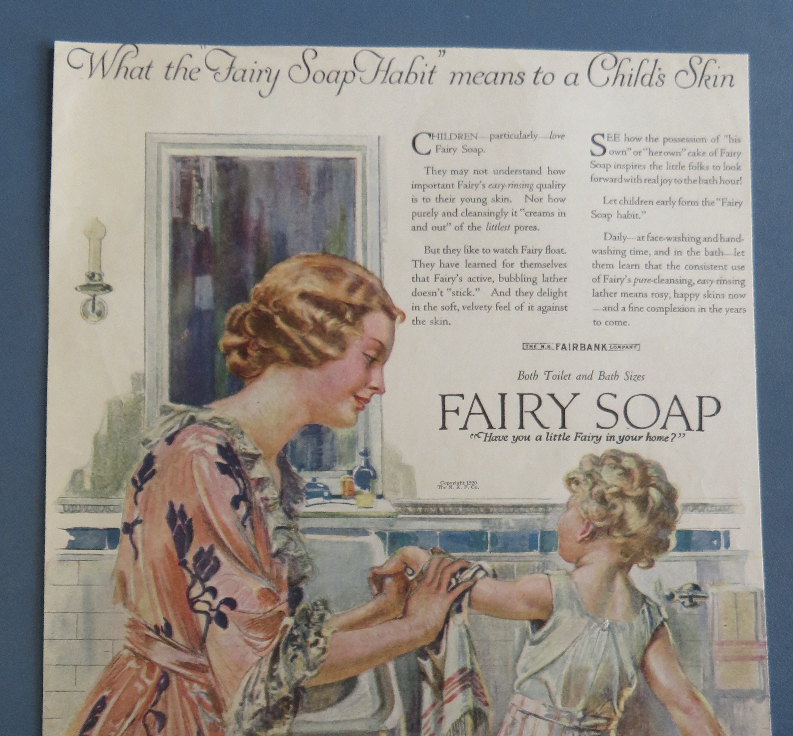 1920 Fairy Soap with Woman Washing Child's Hands