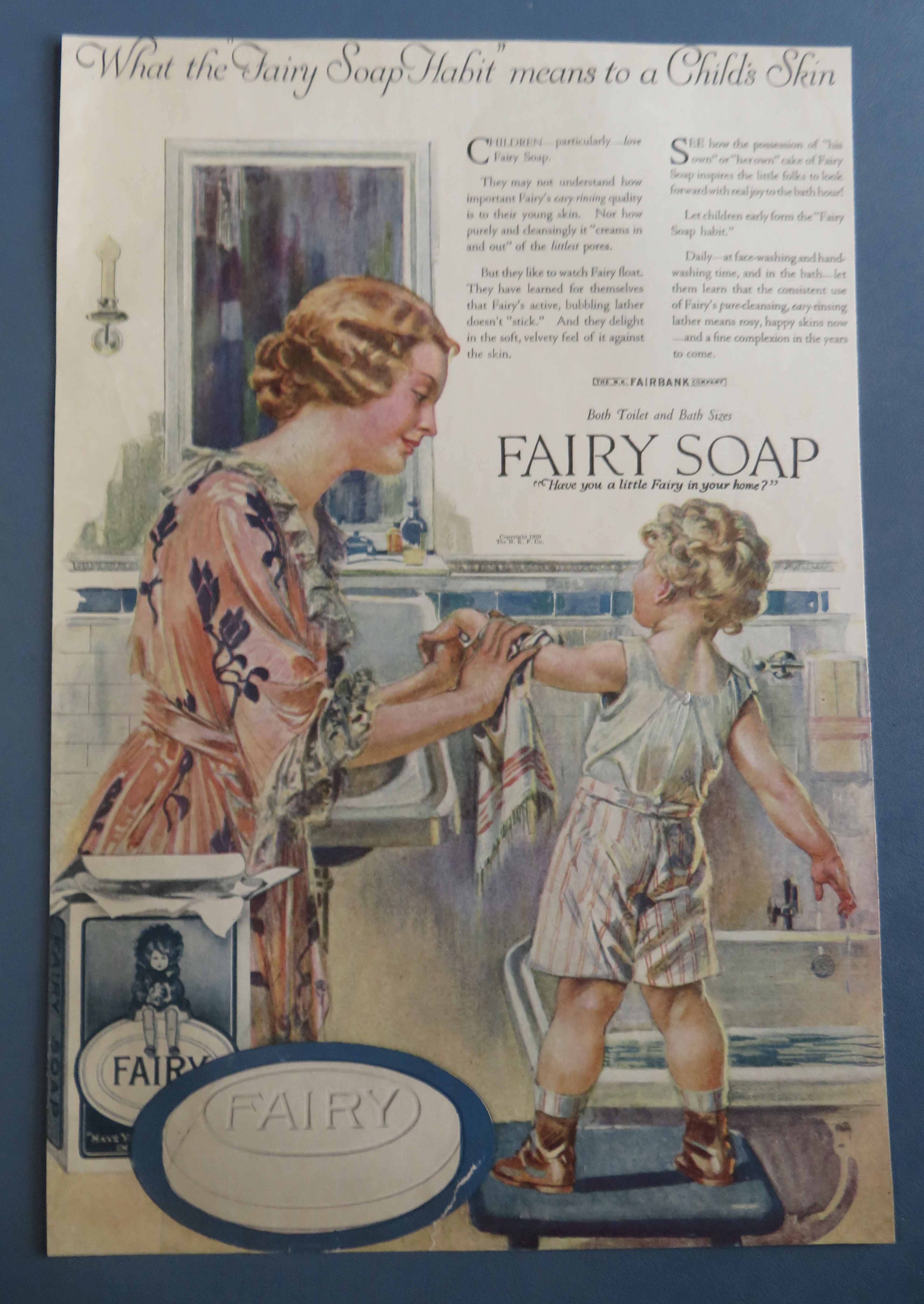 1920 Fairy Soap with Woman Washing Child's Hands