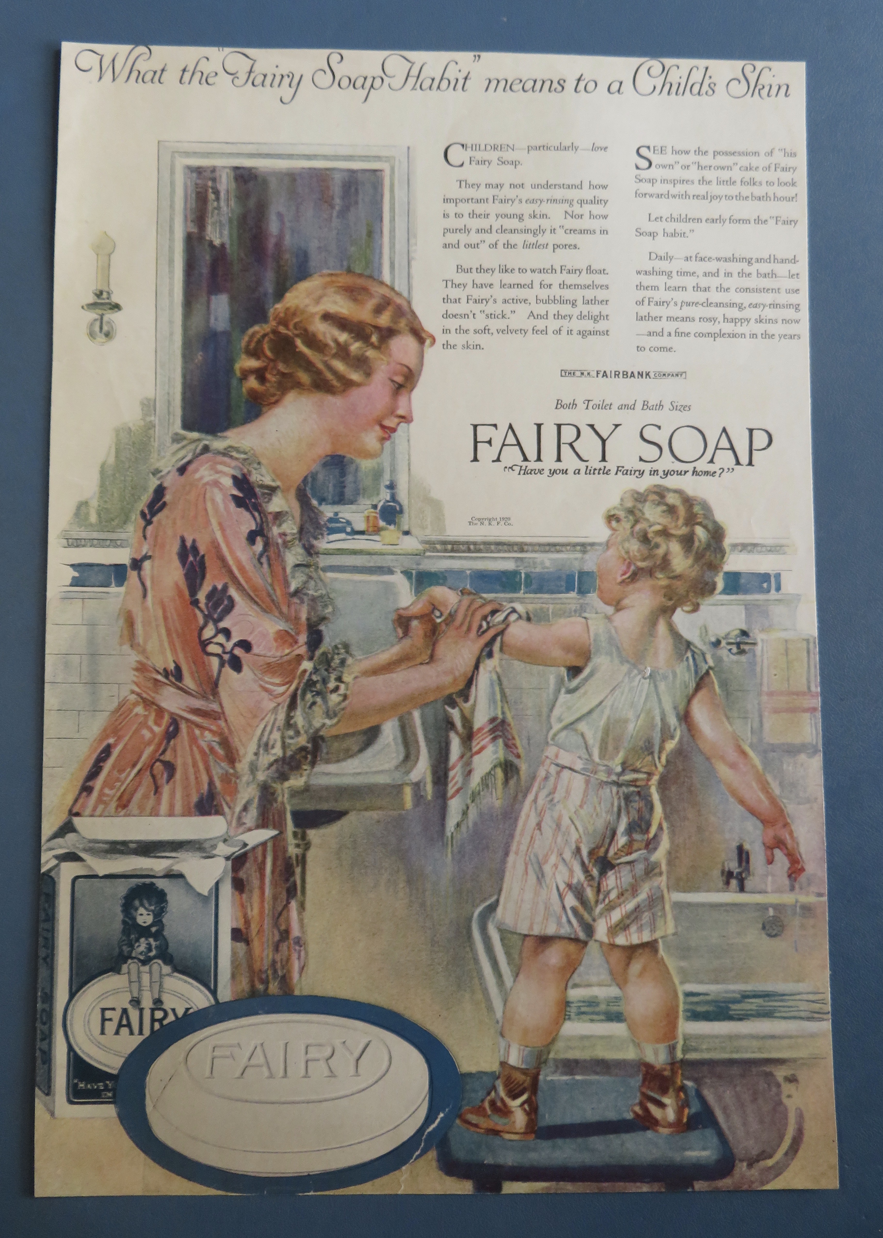 1920 Fairy Soap with Woman Washing Child's Hands