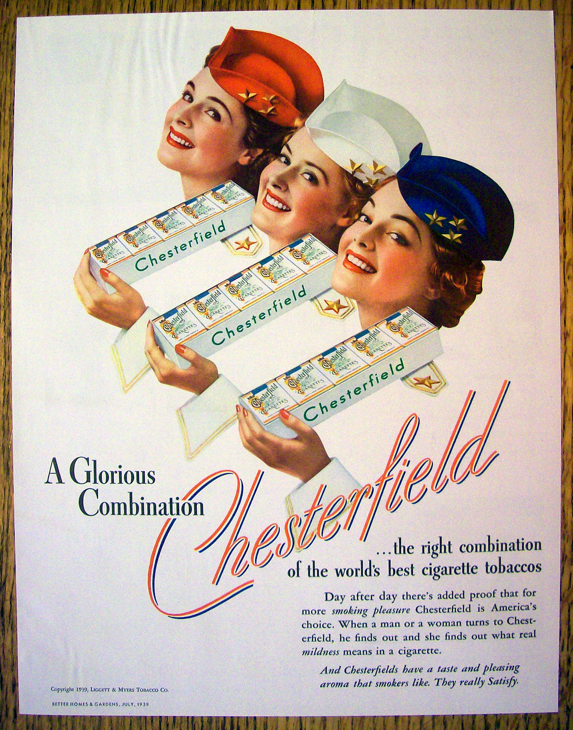 1928 Chesterfield Cigarettes with 3 Lovely Women
