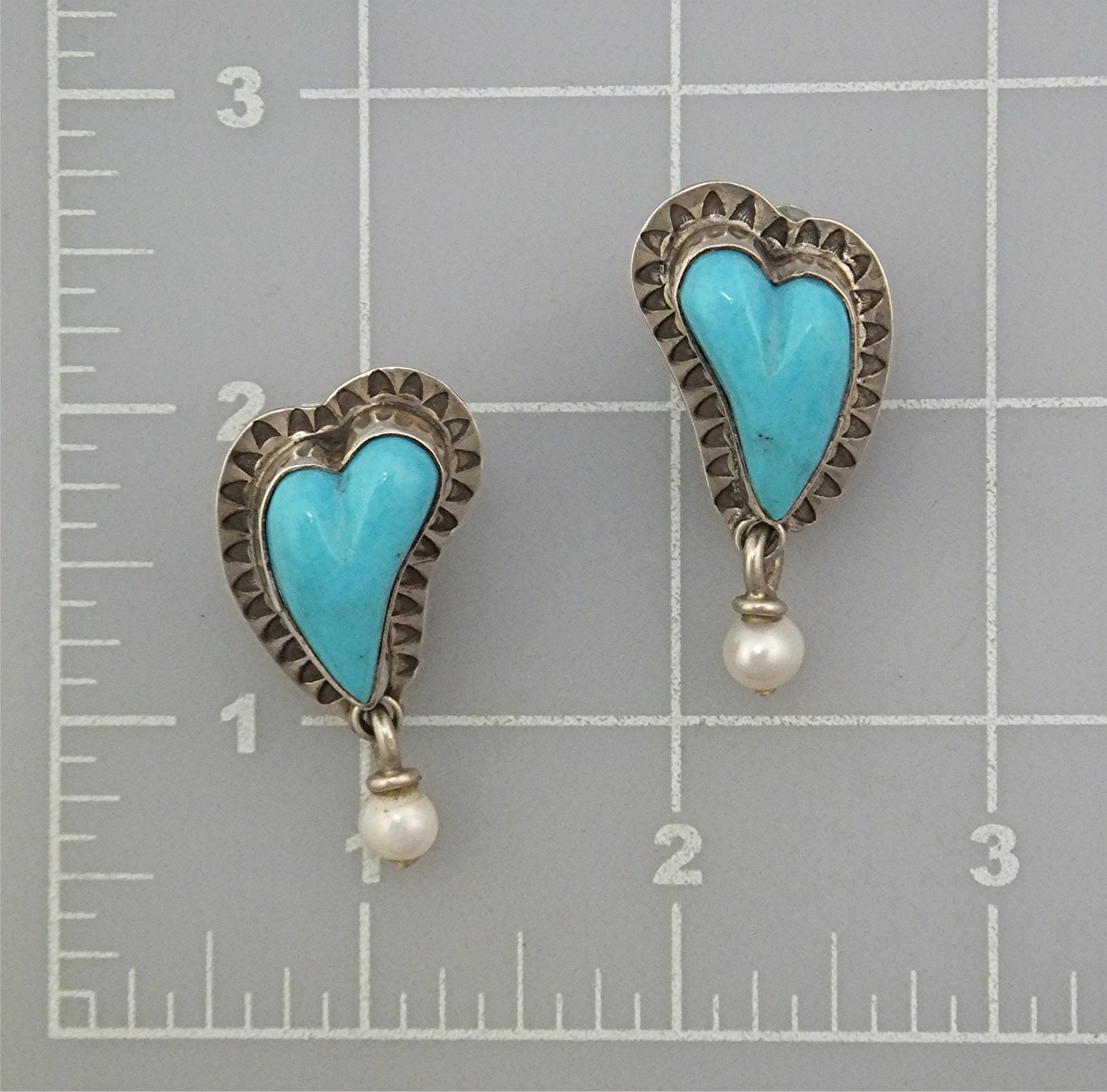 David Troutman Sterling Silver Turquoise Pearl Earrings