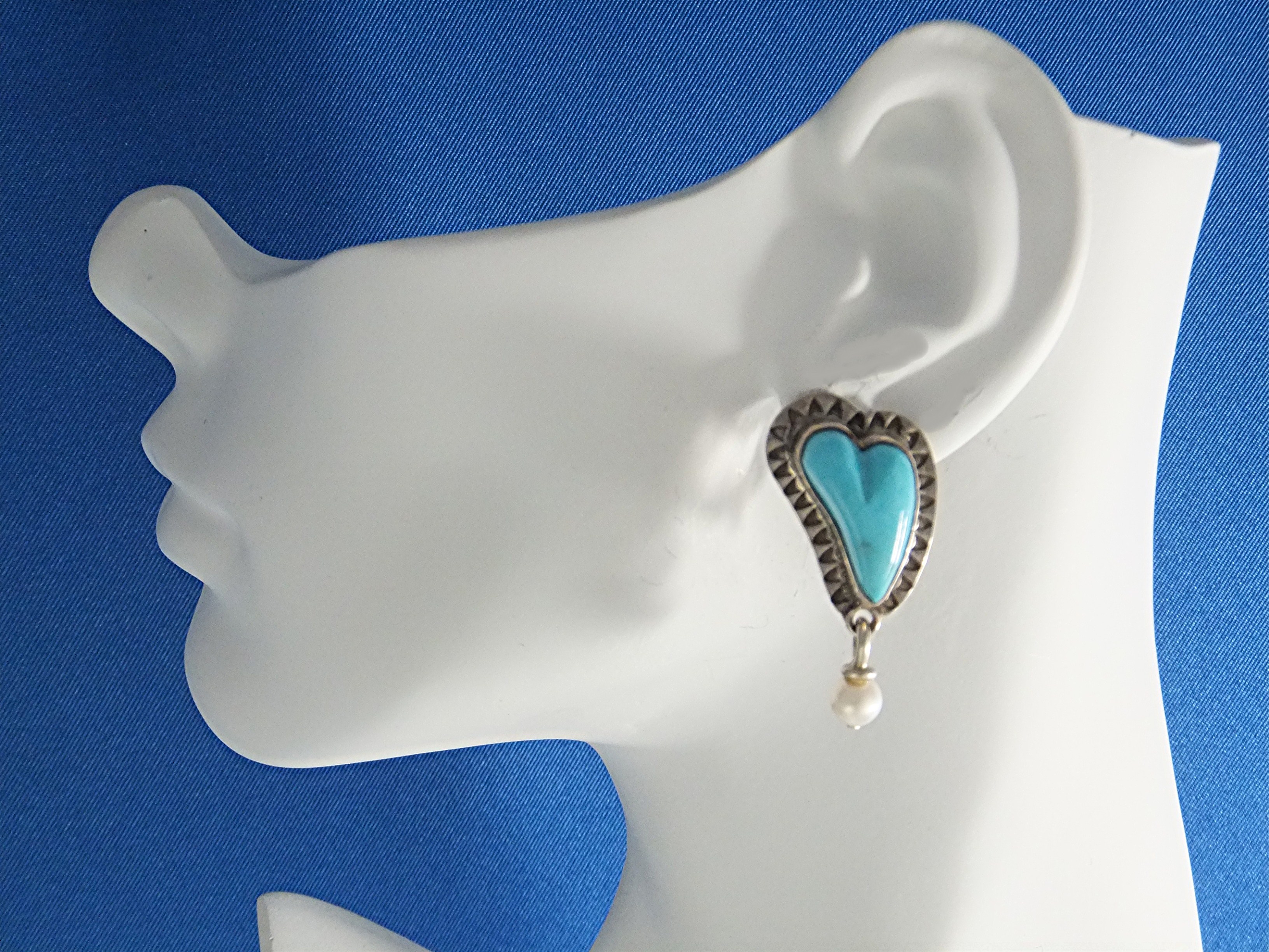 David Troutman Sterling Silver Turquoise Pearl Earrings
