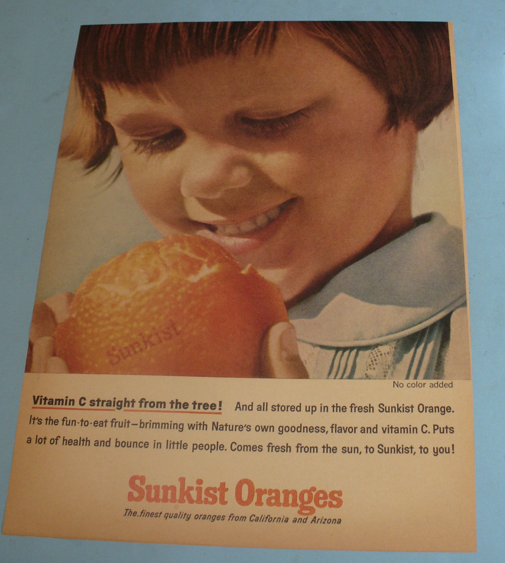 1964 Sunkist Oranges with Girl Peeling Orange