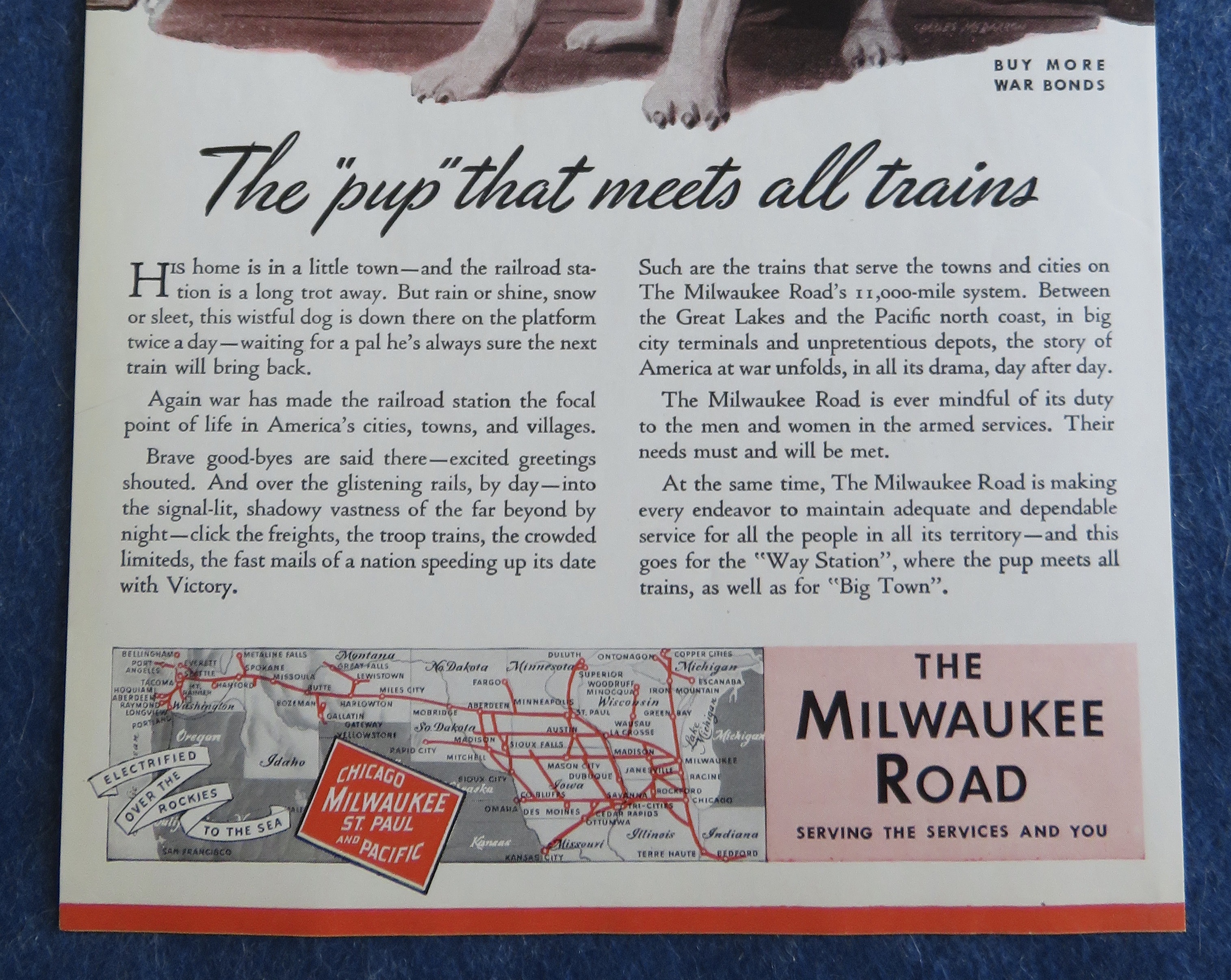 1944 The Milwaukee Road with Pup That Meets All Trains